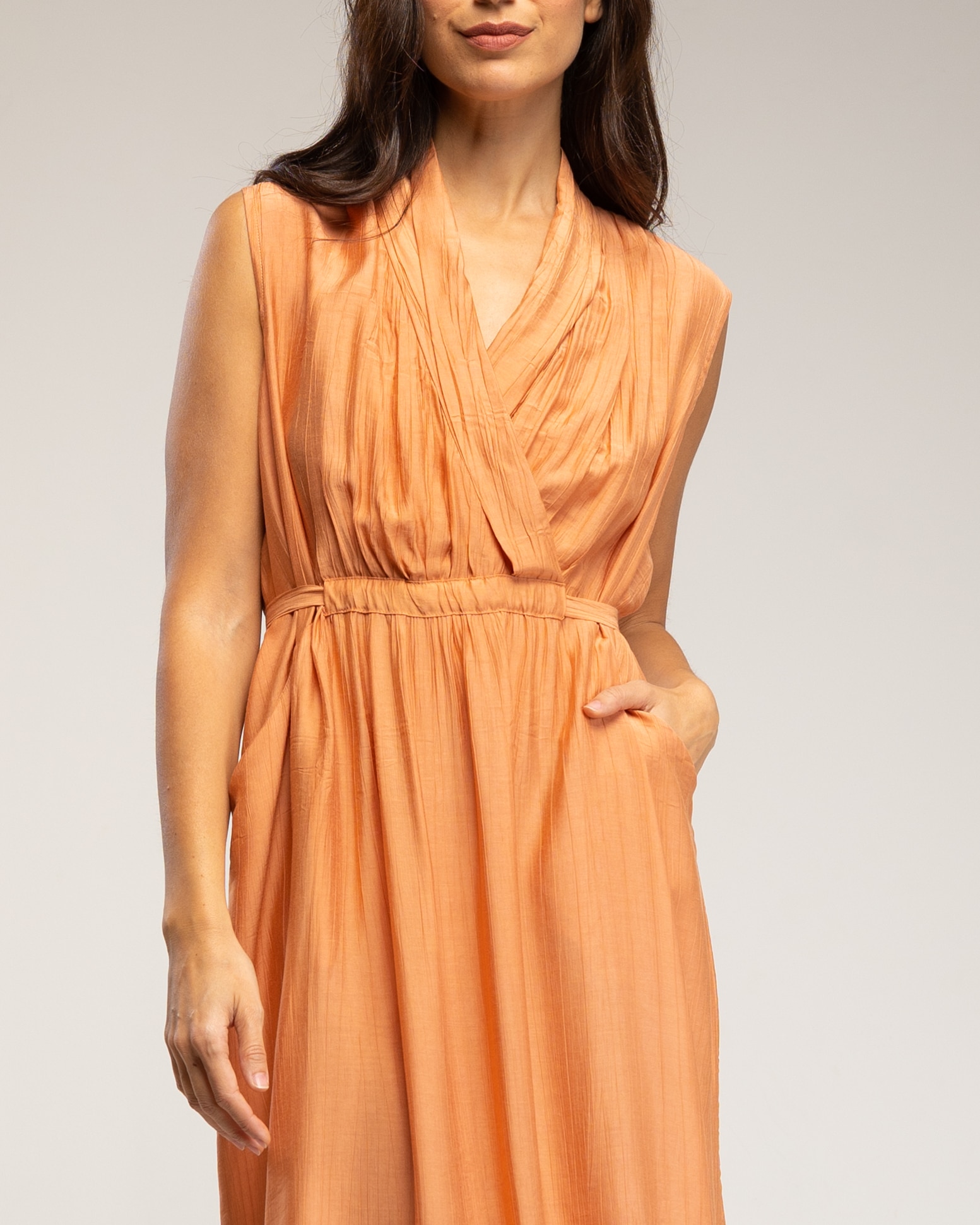 Vestido sin mangas con cuello cruzado - Tantra - Salmón Salmón-4