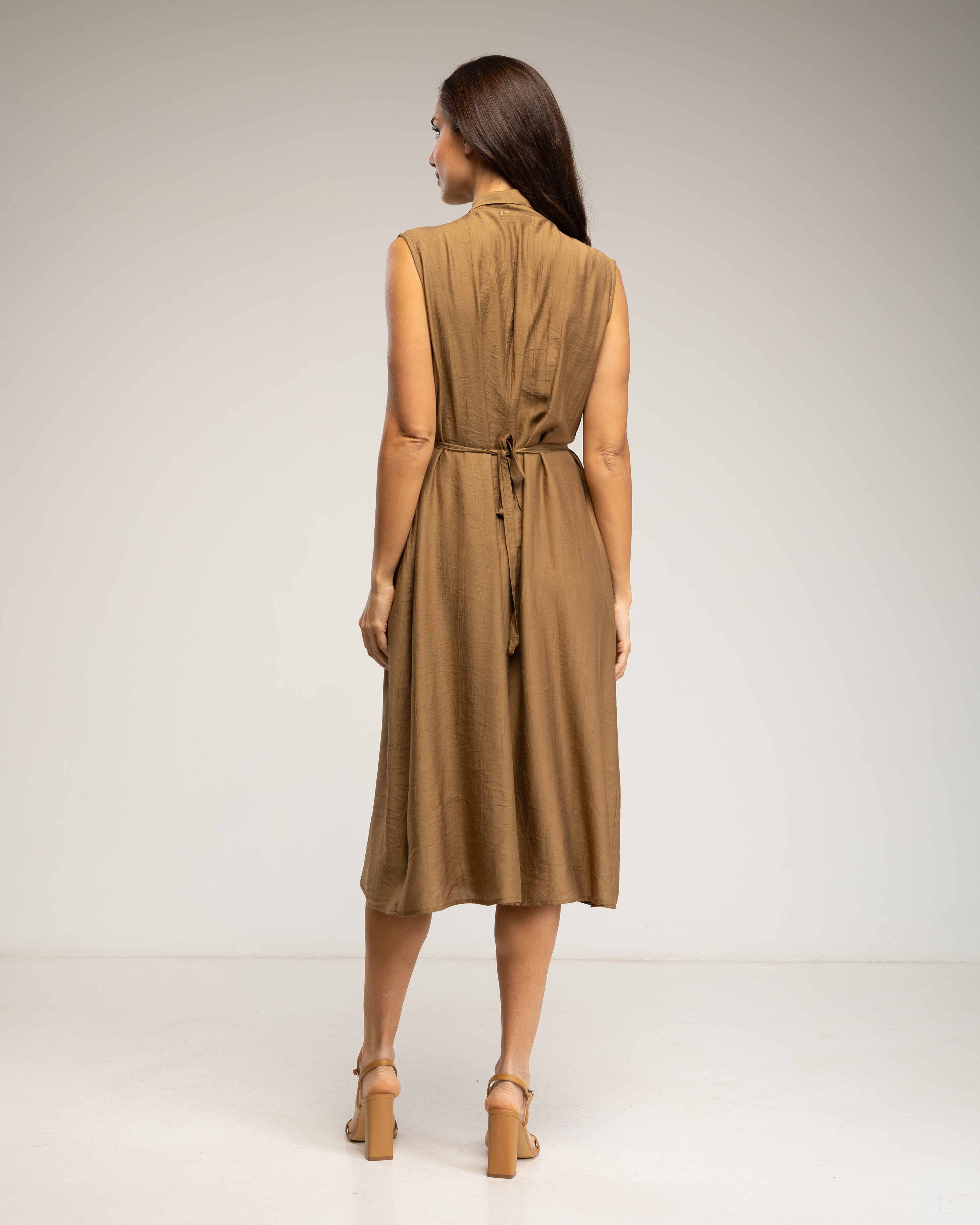 Vestido sin mangas con cuello cruzado - Tantra - Marrón Marrón-3