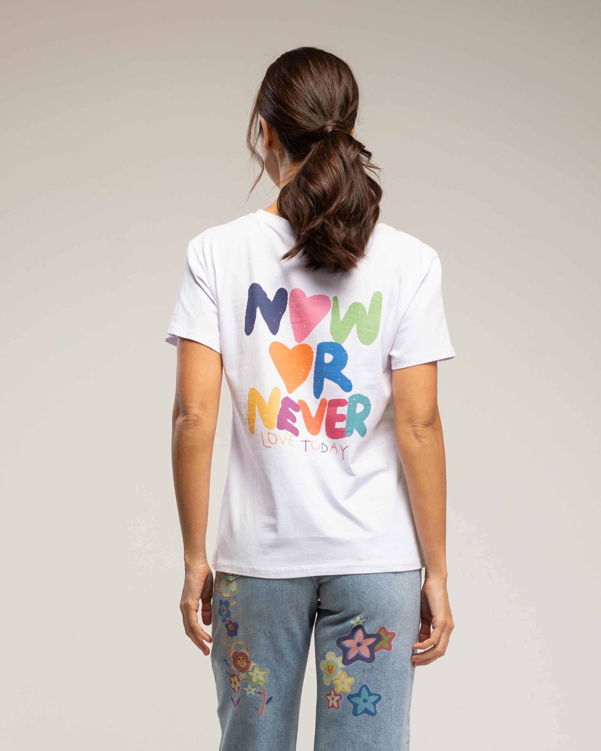 Camisetade mujer de algodón con estampado de corazón - Tantra - Blanco Blanco-2