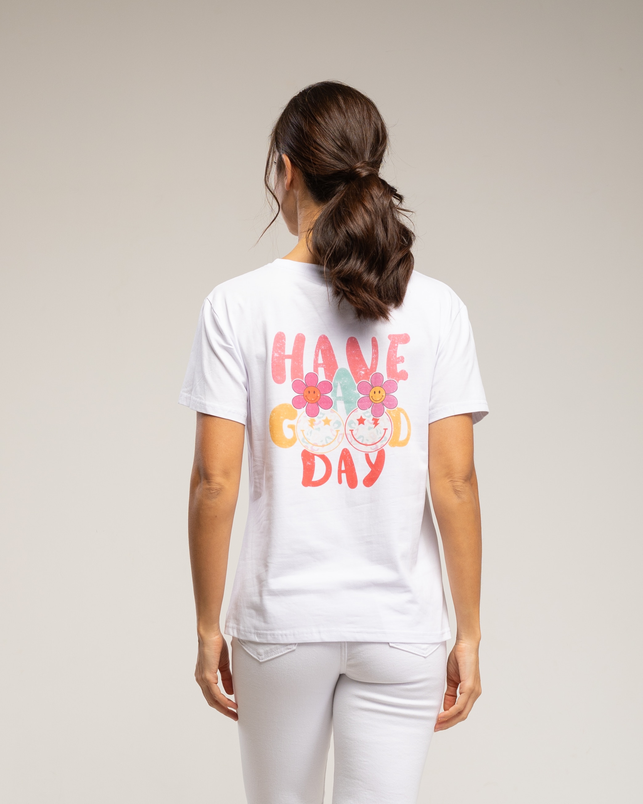 Camiseta de mujer de lgodón con estampado de margarita - Tantra - Blanco Blanco-2
