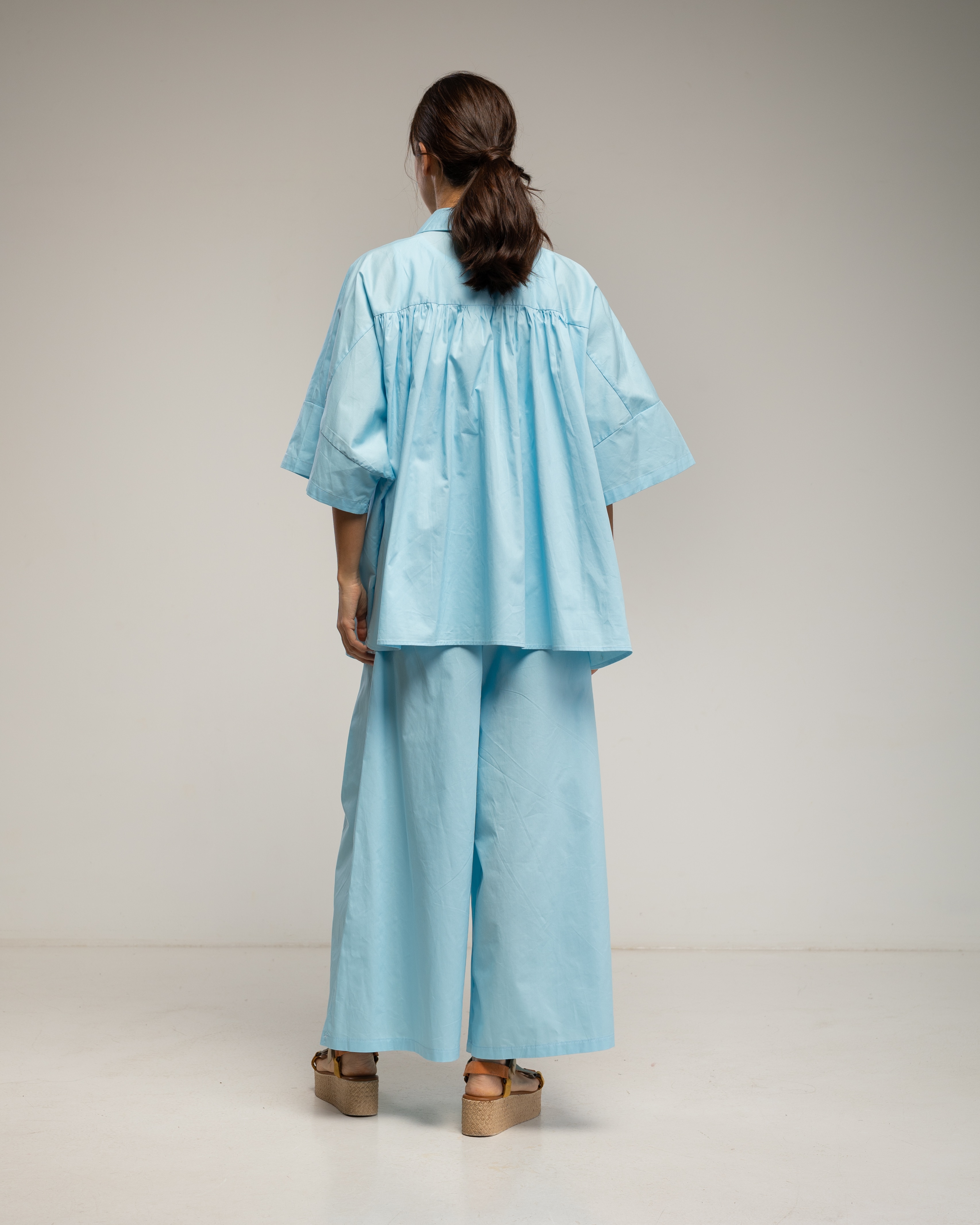 Conjunto de mujer de pantalon y camisa oversize - Tantra - Azul claro Azul claro-3