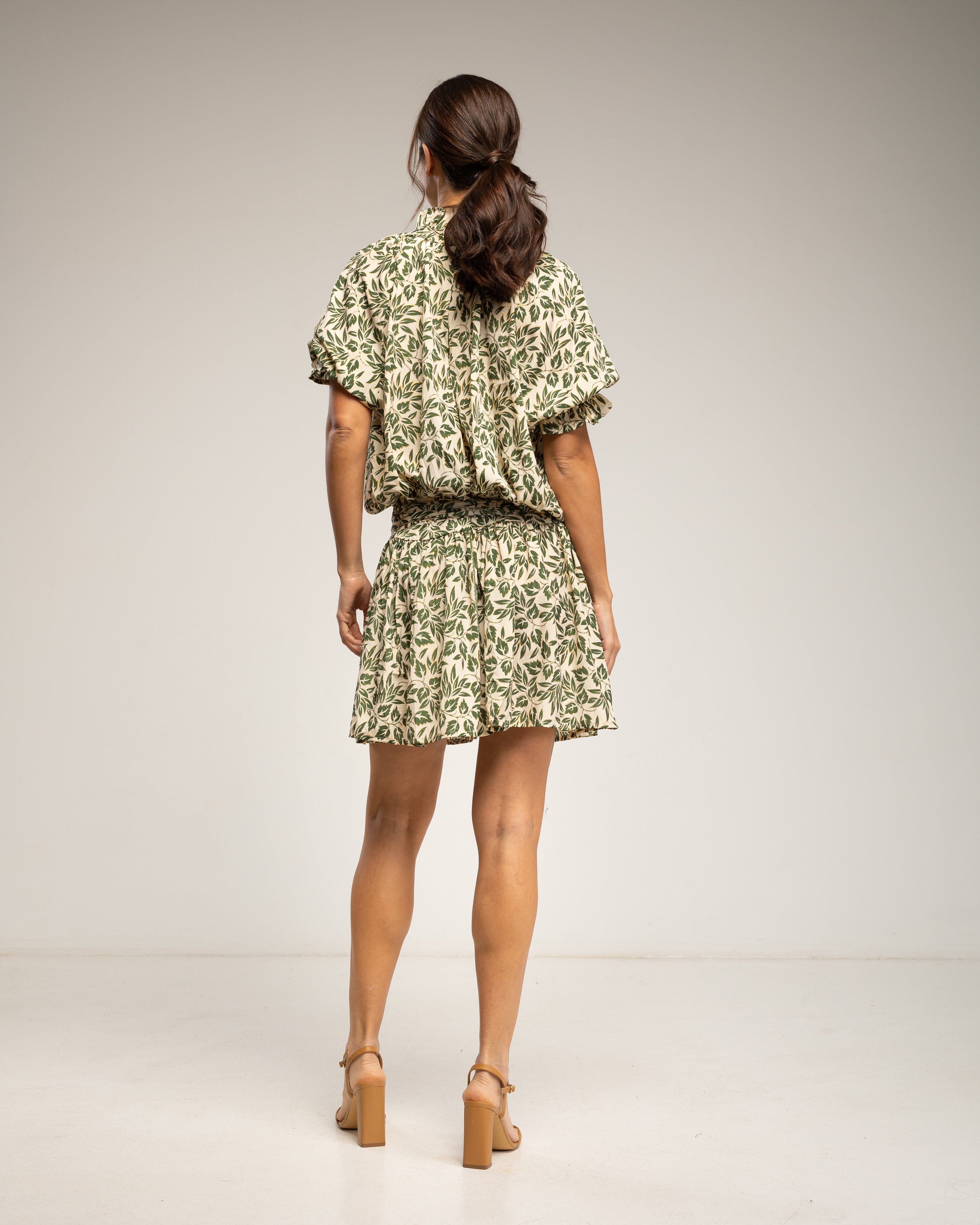 Vestido corto estampado con botones - Tantra - Verde oscuro Verde oscuro-3