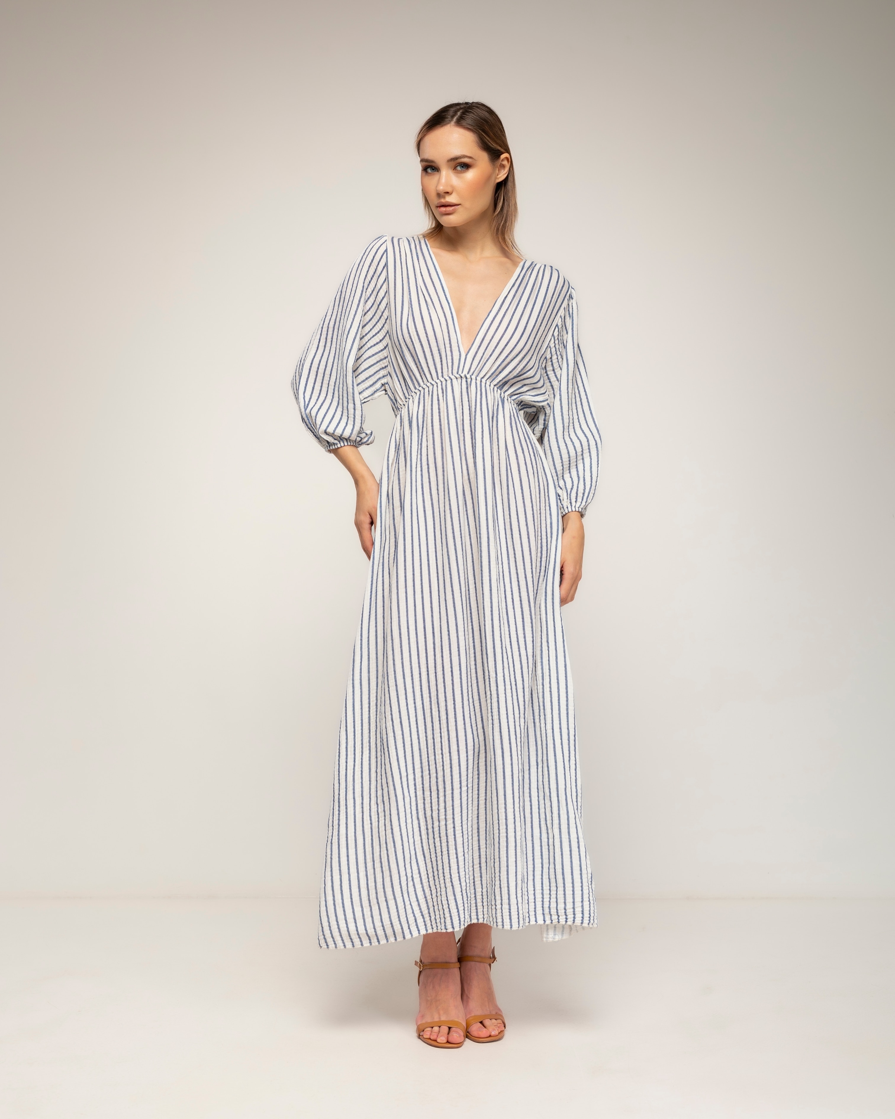 Tantra - Vestido 100% algodón midi de rayas.