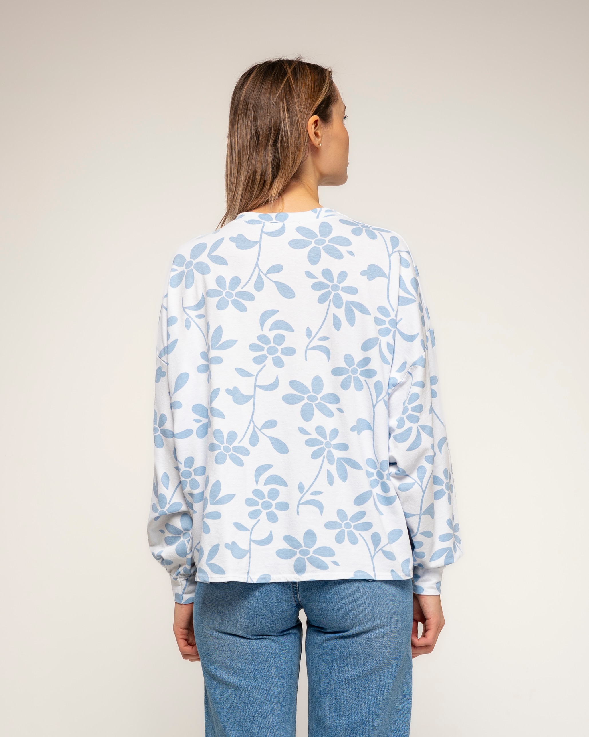 Camiseta de de mujer 100% algodón con estampado de flores - Tantra - Azul claro Azul claro-2