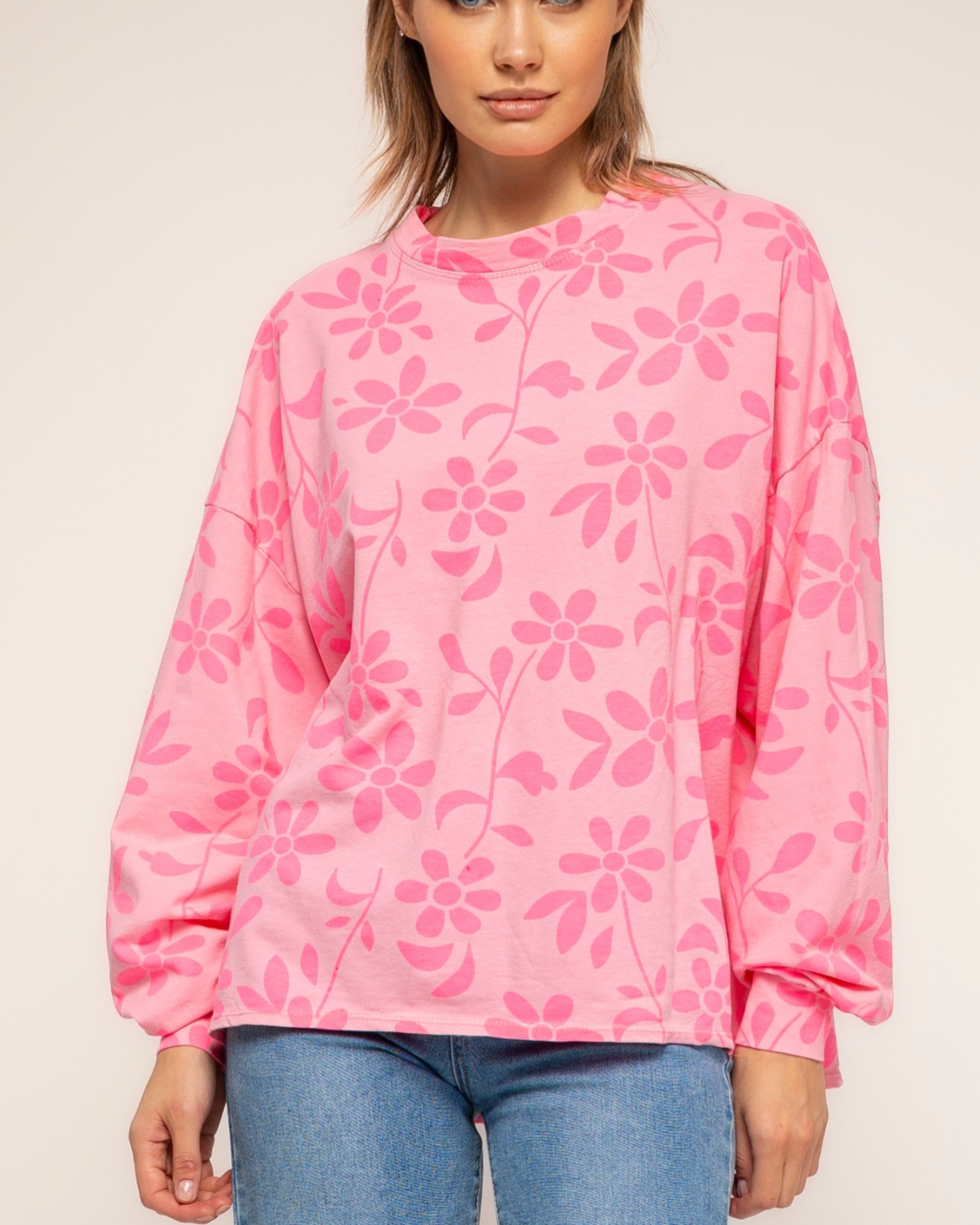 Camiseta de de mujer 100% algodón con estampado de flores - Tantra - Fucsia Fucsia-3