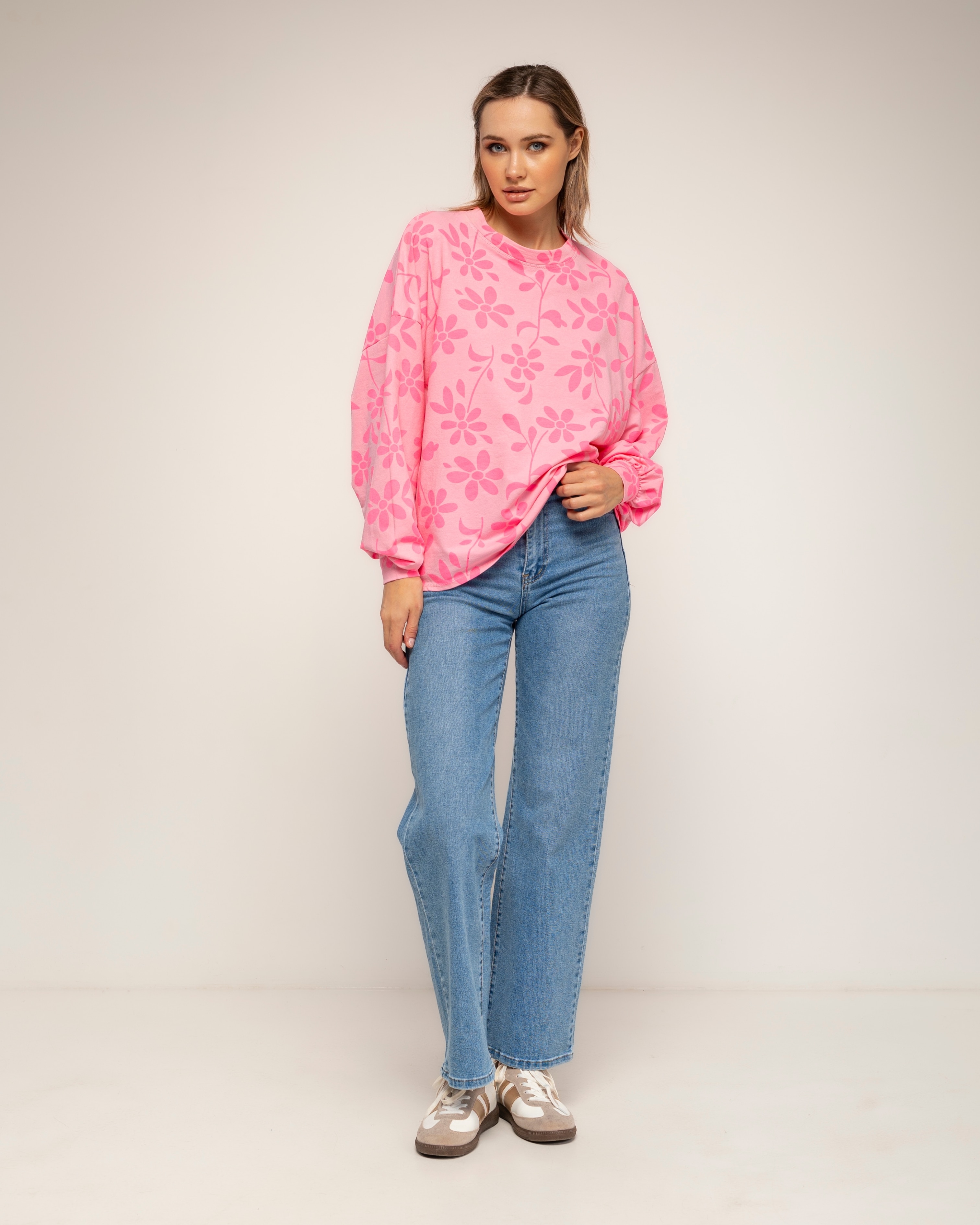 Camiseta de de mujer 100% algodón con estampado de flores - Tantra - Fucsia Fucsia-4