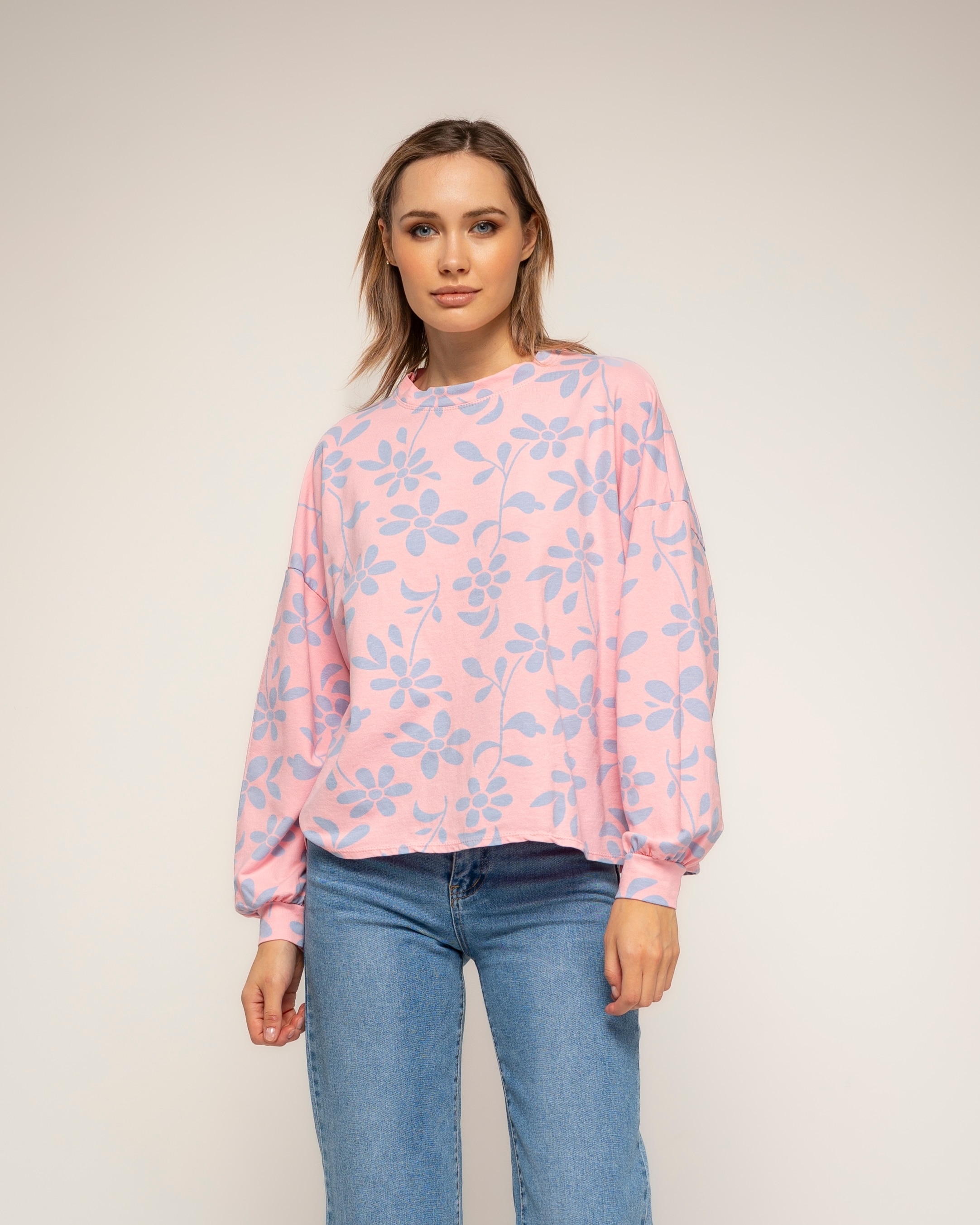 Camiseta de de mujer 100% algodón con estampado de flores - Tantra - Rosa Rosa-1