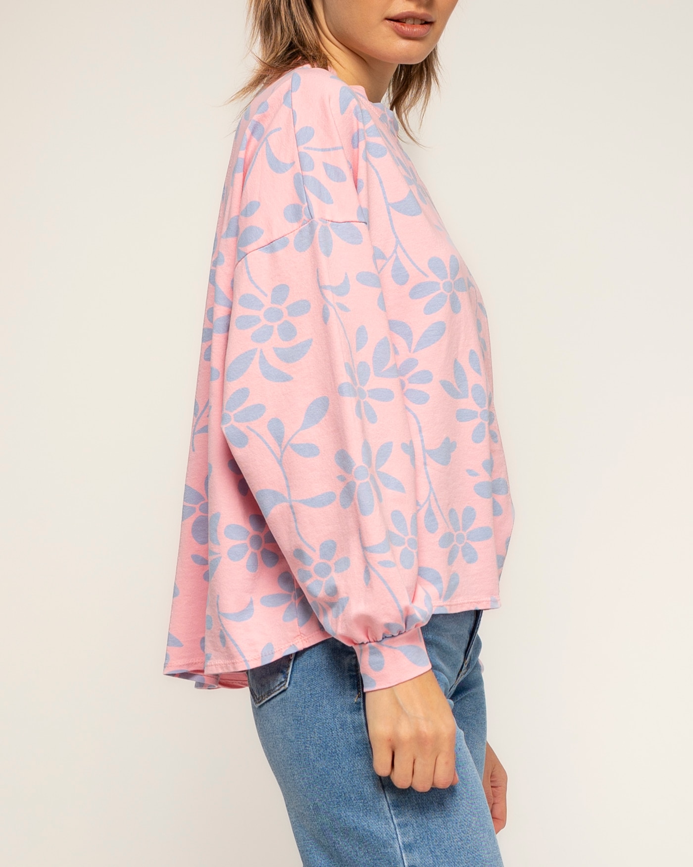 Camiseta de de mujer 100% algodón con estampado de flores - Tantra - Rosa Rosa-3