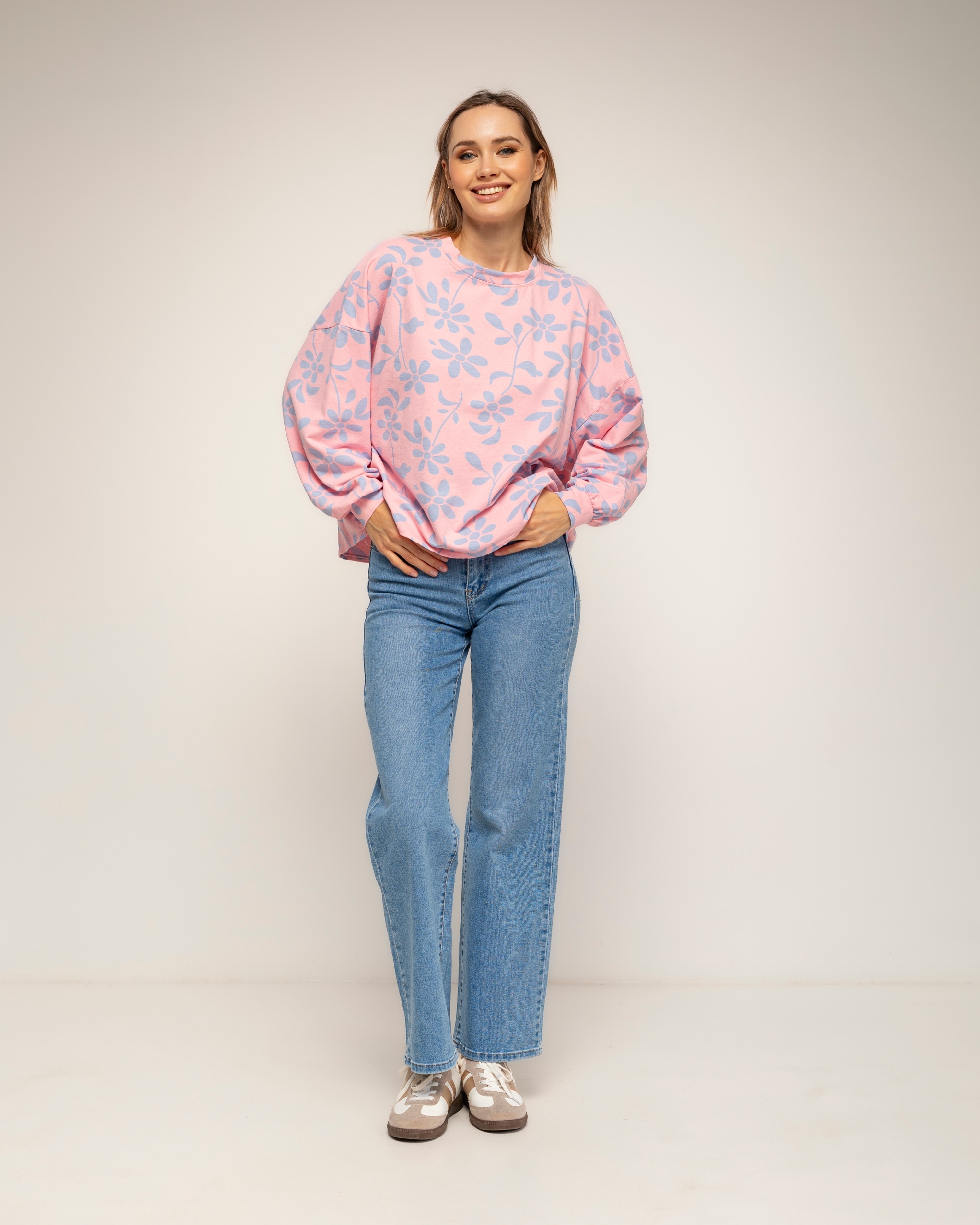 Camiseta de de mujer 100% algodón con estampado de flores - Tantra - Rosa Rosa-4