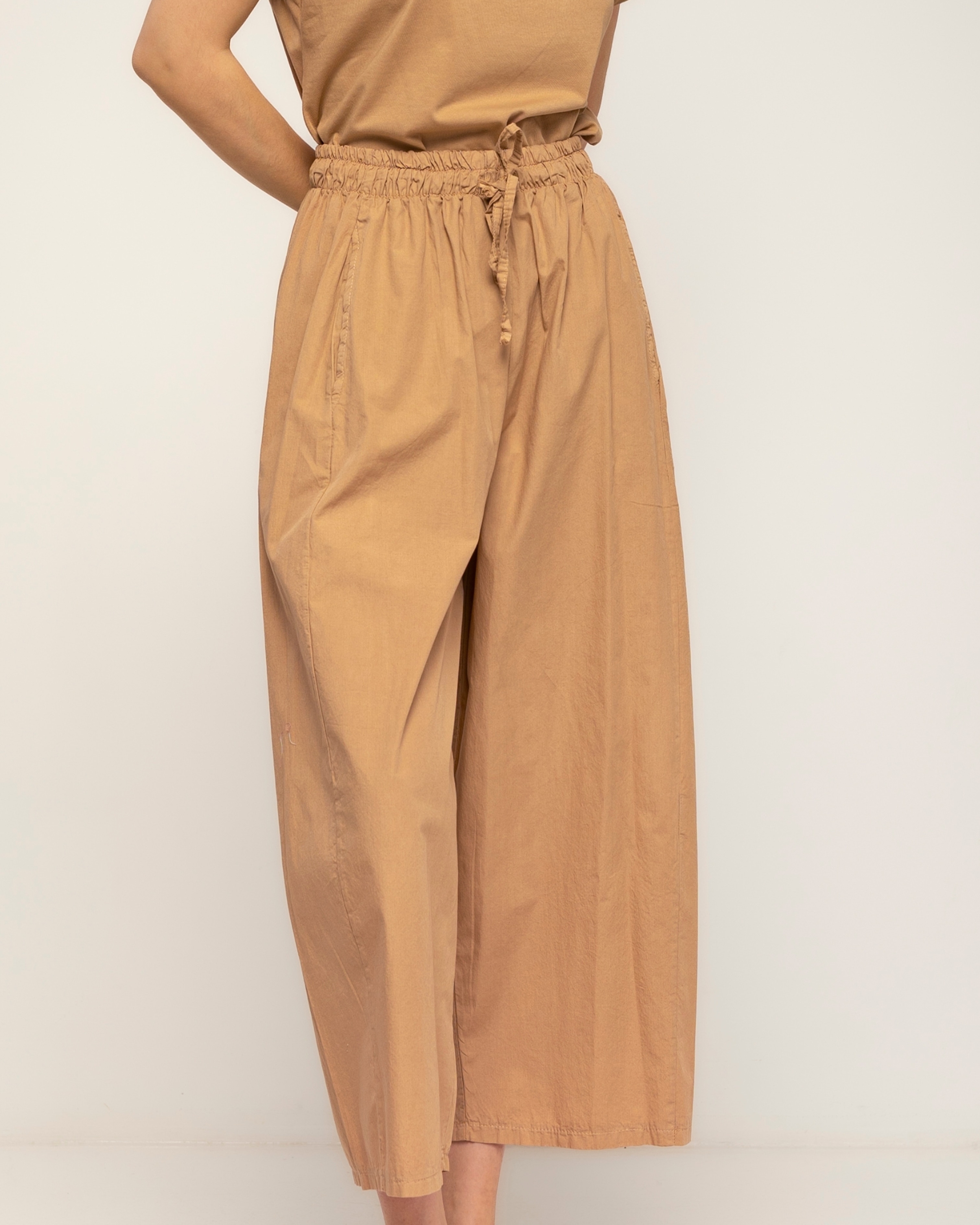 Pantalón de mujer 100% algodón, recto con bolsillos - Tantra - Camel Camel-4