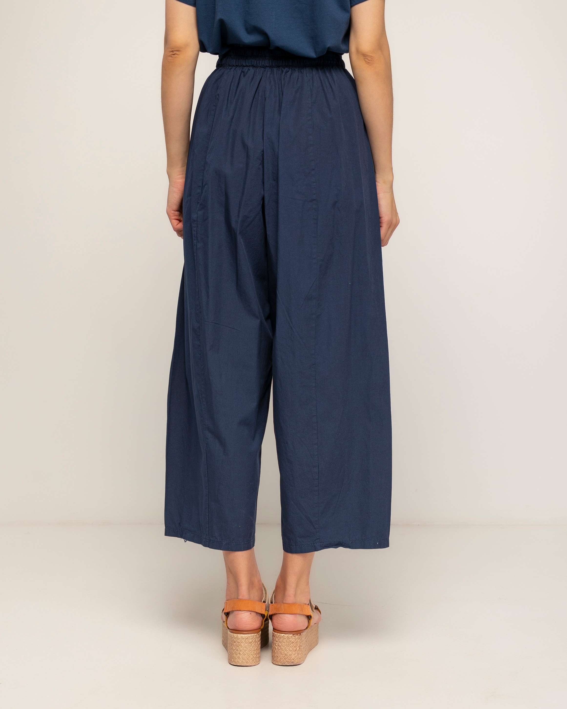 Pantalón de mujer 100% algodón, recto con bolsillos - Tantra - Azul marino Azul marino-3