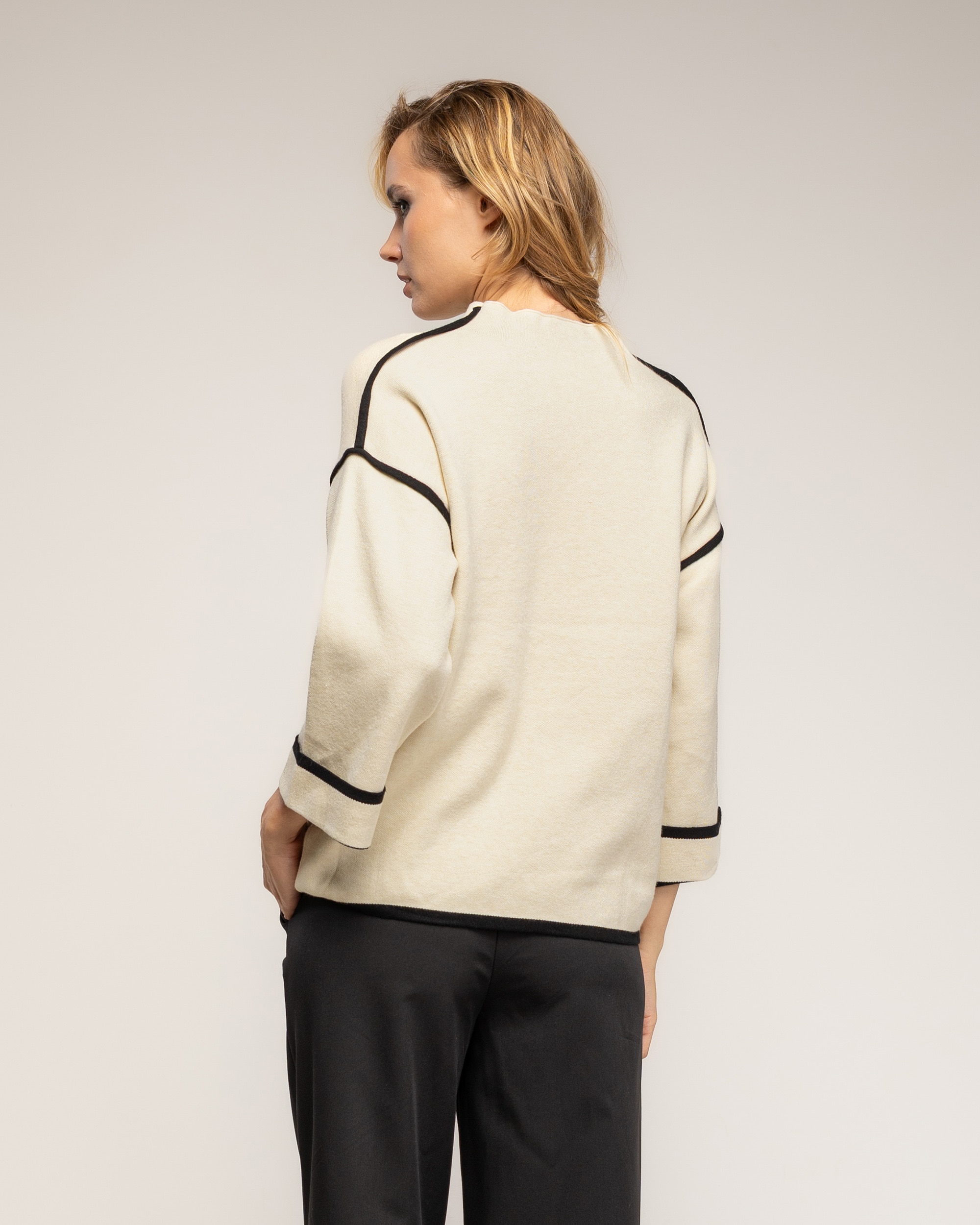 Jersey de mujer de punto con detalle de pespunte - Tantra - Beige Beige-2
