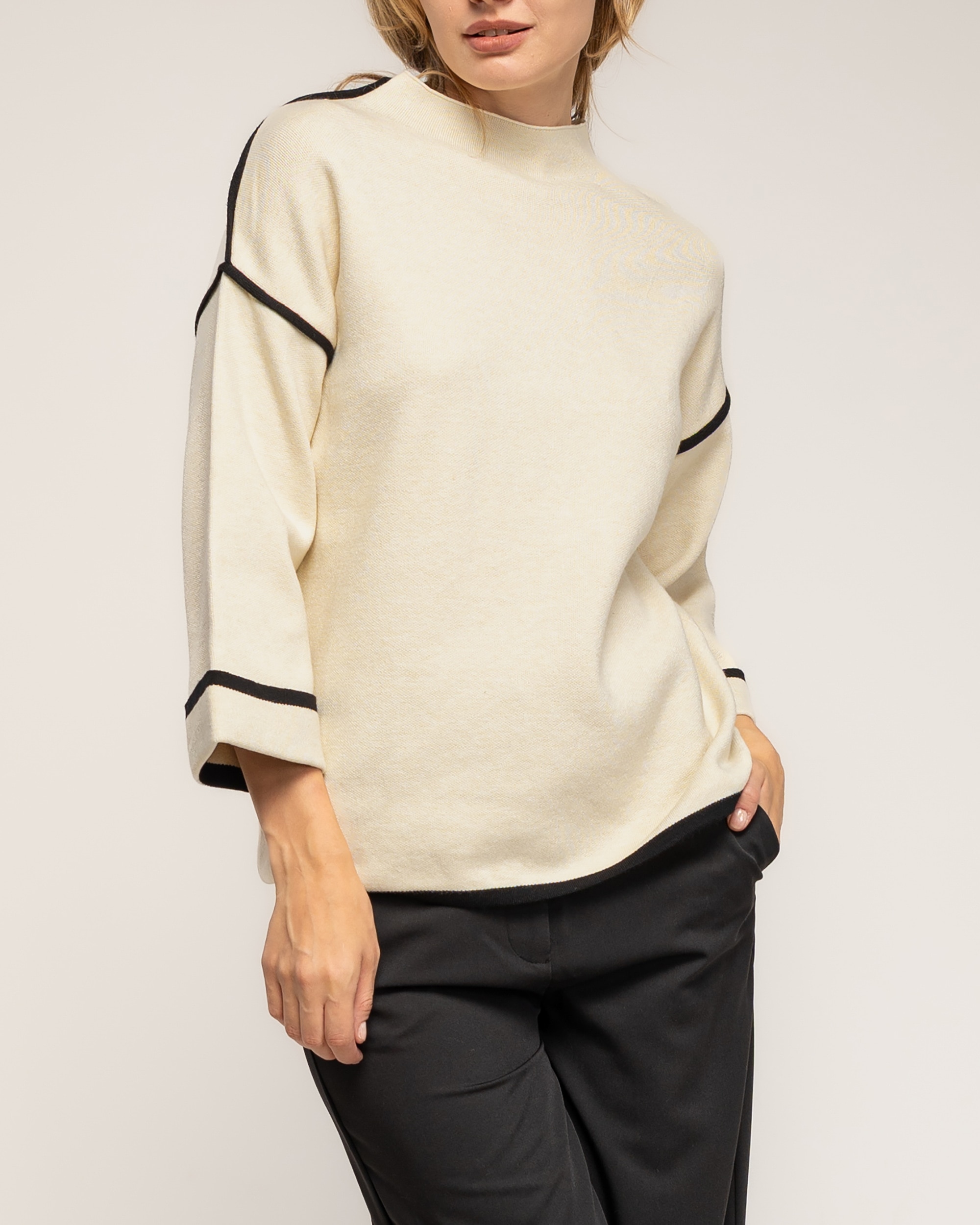 Jersey de mujer de punto con detalle de pespunte - Tantra - Beige Beige-3