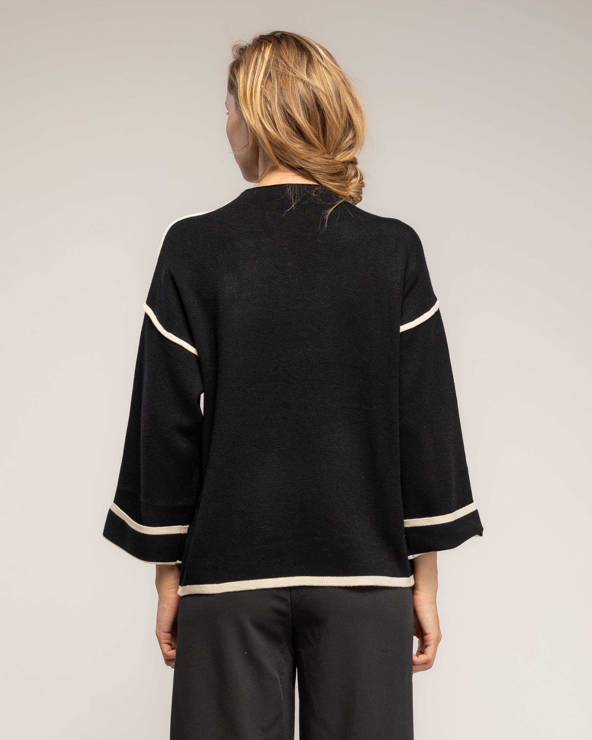 Jersey de mujer de punto con detalle de pespunte - Tantra - Negro Negro-2