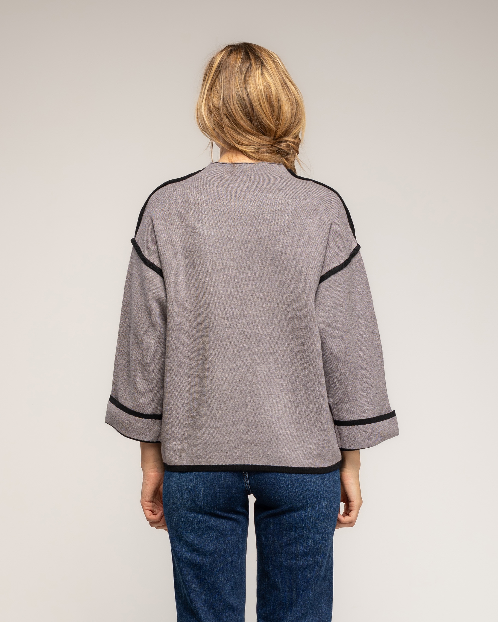 Jersey de mujer de punto con detalle de pespunte - Tantra - Gris Gris-2