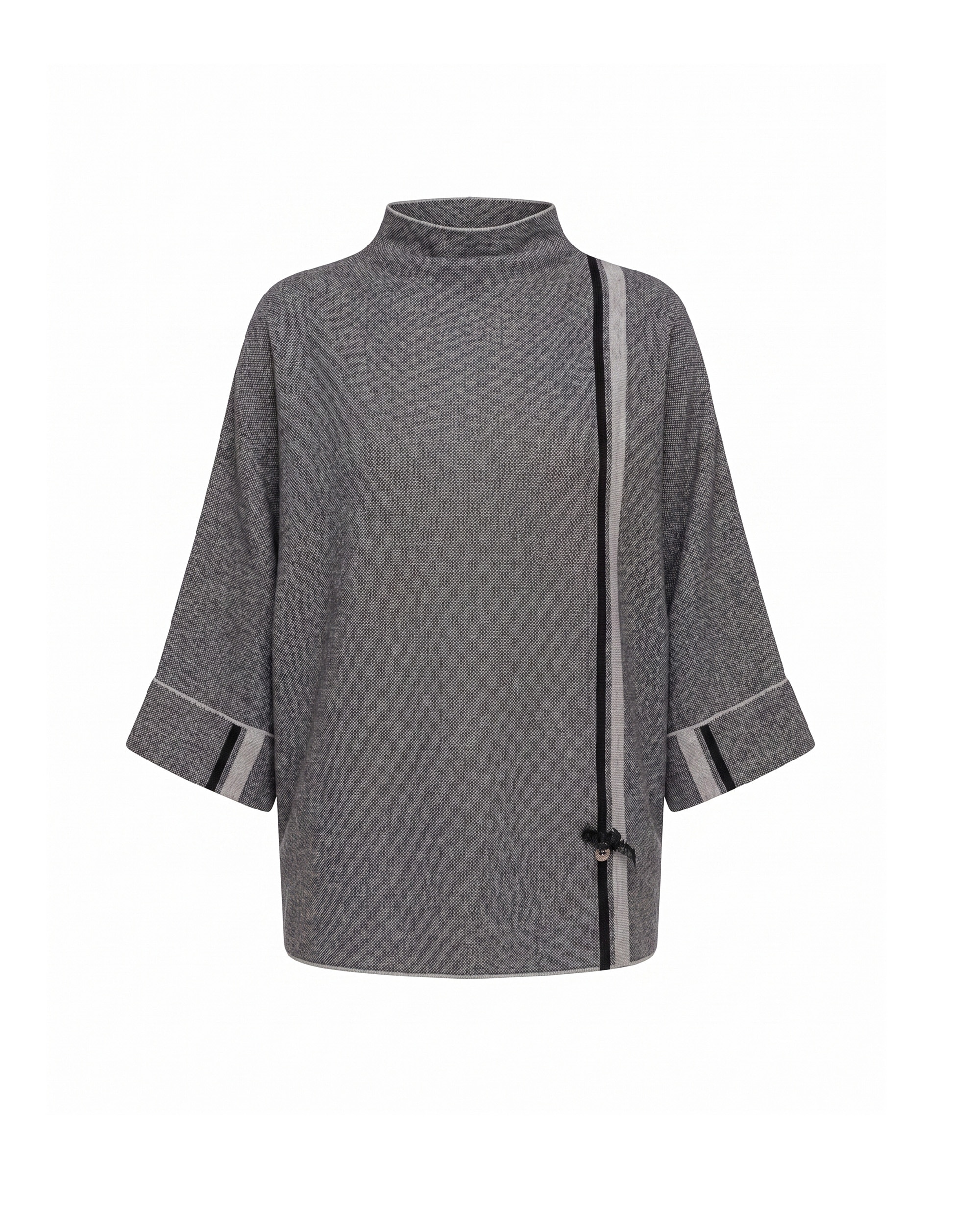Jersey de mujer de punto jaspeado y raya lateral - Tantra - Gris Gris-5