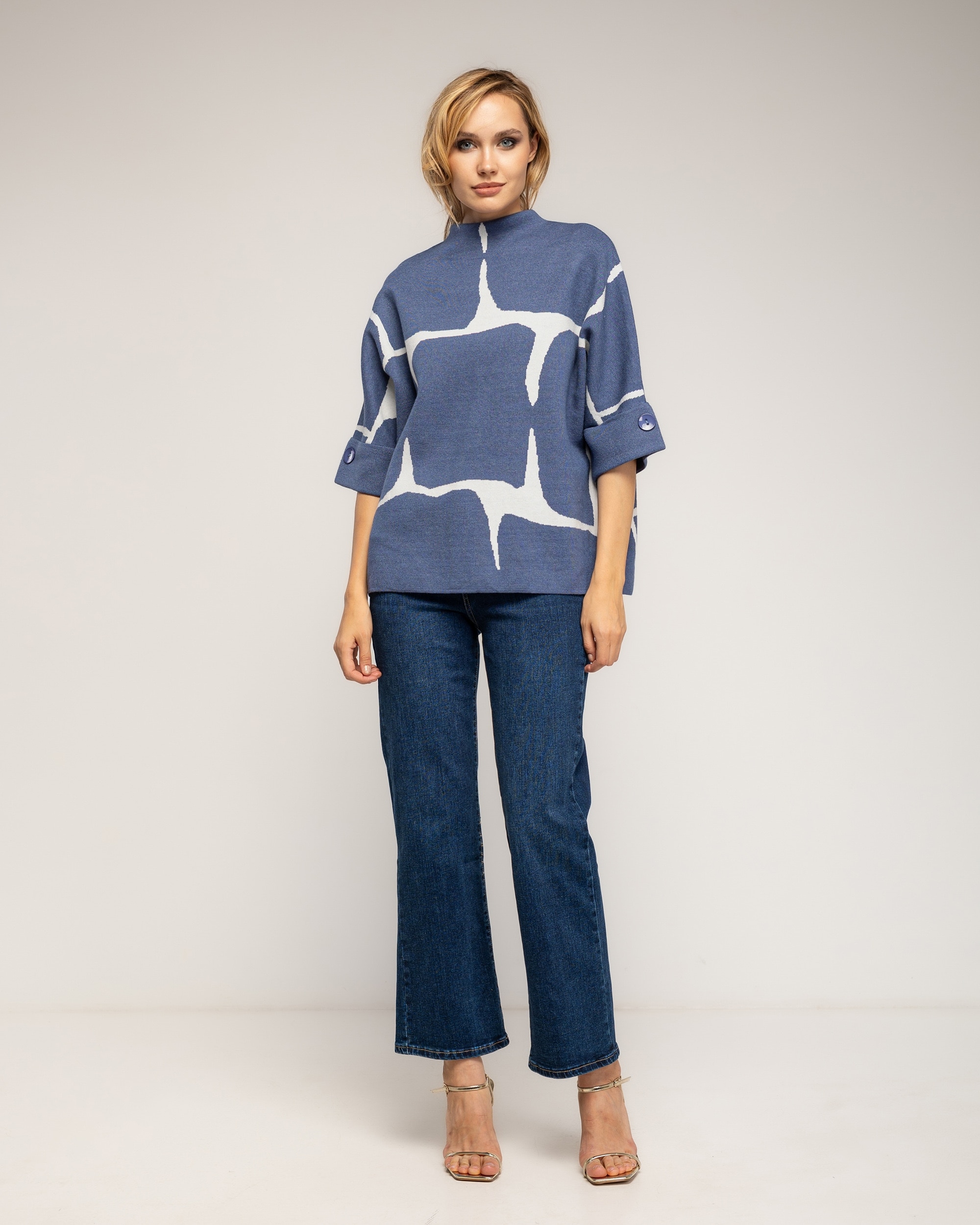 Imagen 4 de Jersey de mujer de punto con estampado geometrico - Tantra - Azul Azul