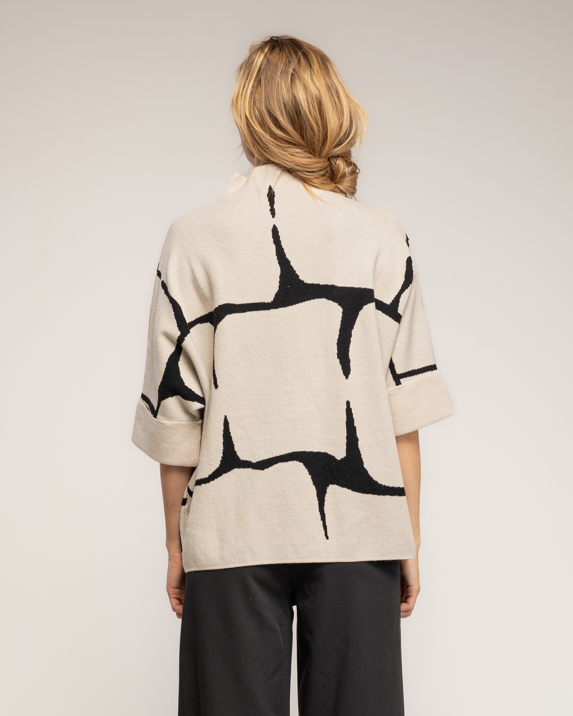 Jersey de mujer de punto con estampado geometrico - Tantra - Beige Beige-2