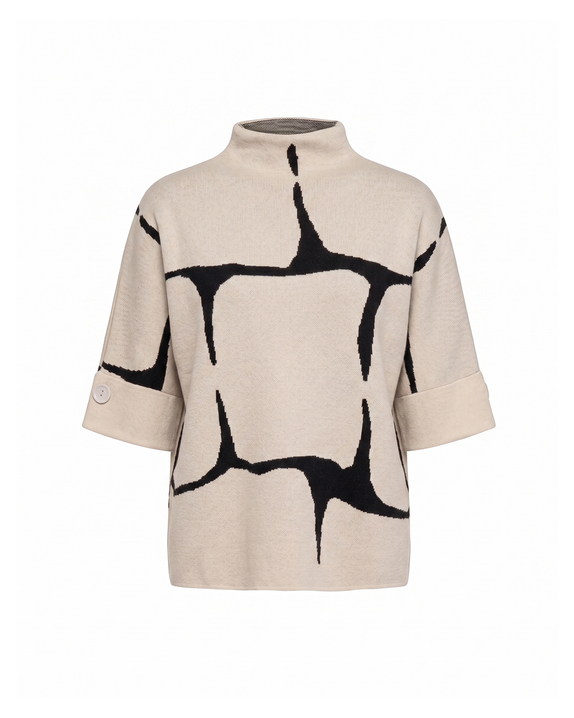 Jersey de mujer de punto con estampado geometrico - Tantra - Beige Beige-5