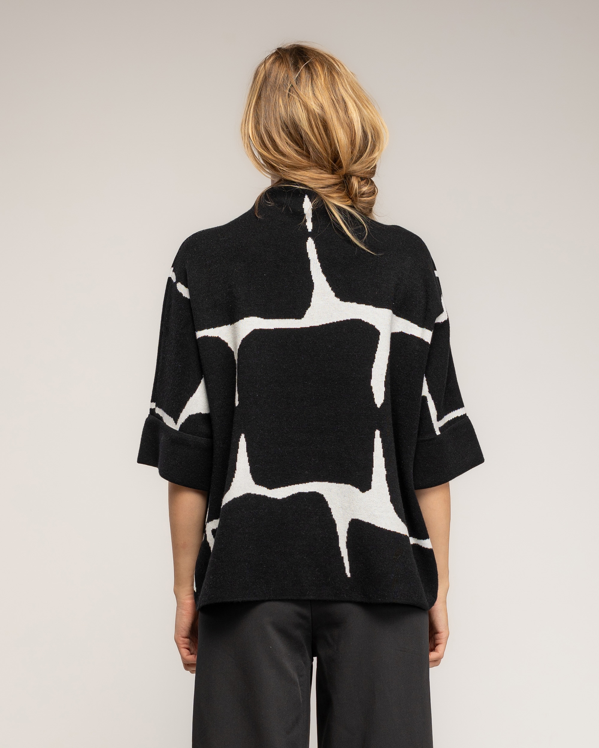 Jersey de mujer de punto con estampado geometrico - Tantra - Negro Negro-2