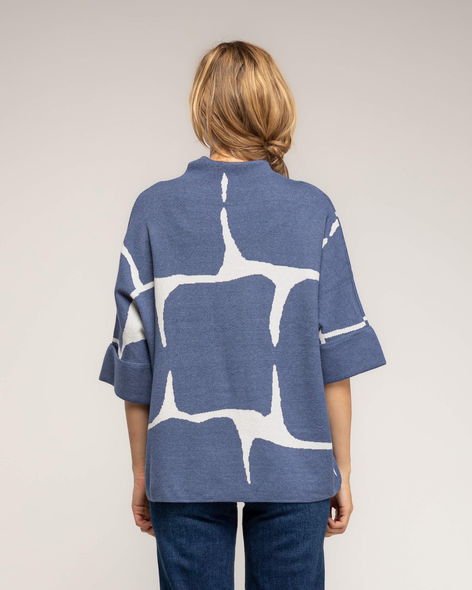 Jersey de mujer de punto con estampado geometrico - Tantra - Azul Azul-2