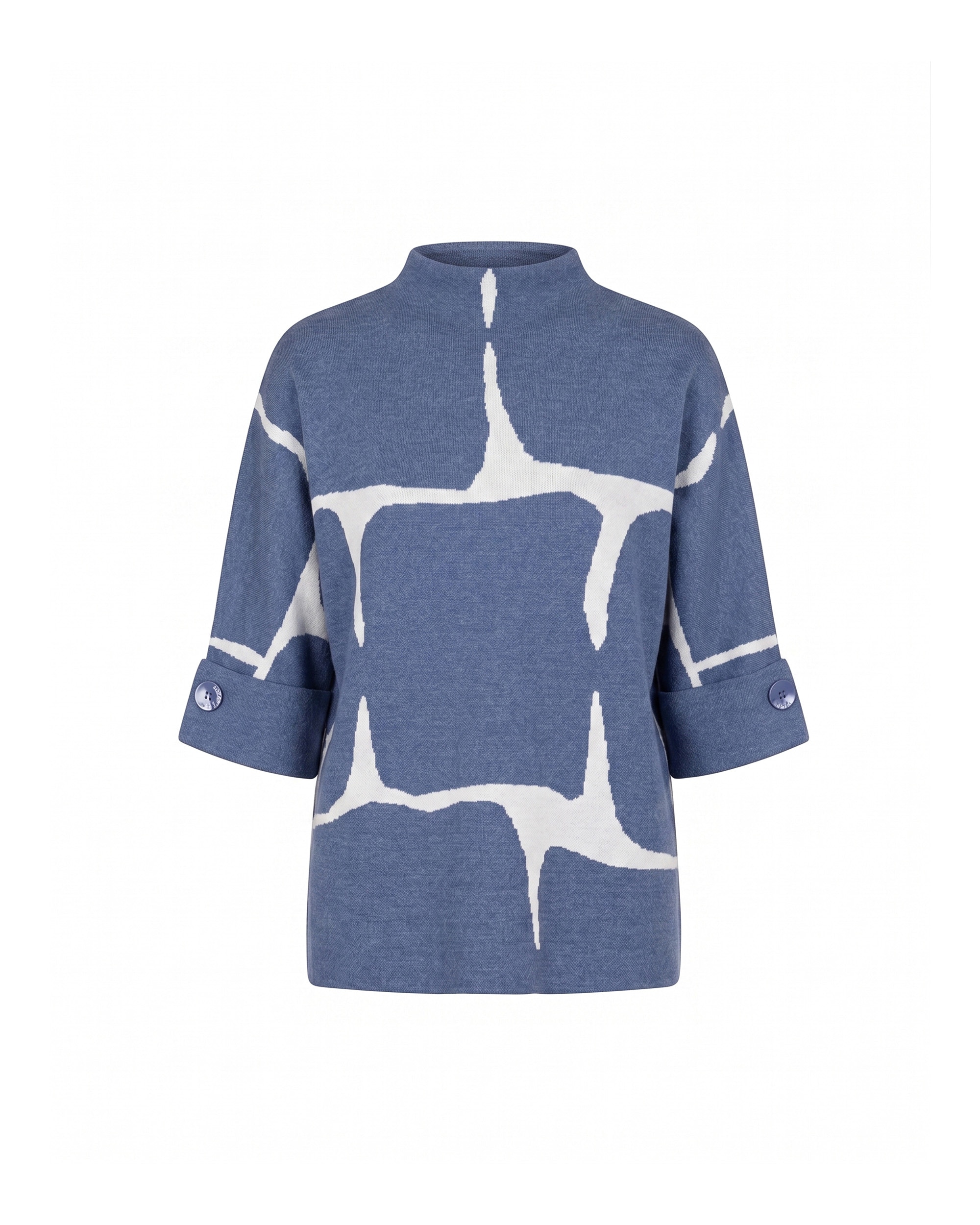Jersey de mujer de punto con estampado geometrico - Tantra - Azul Azul-5