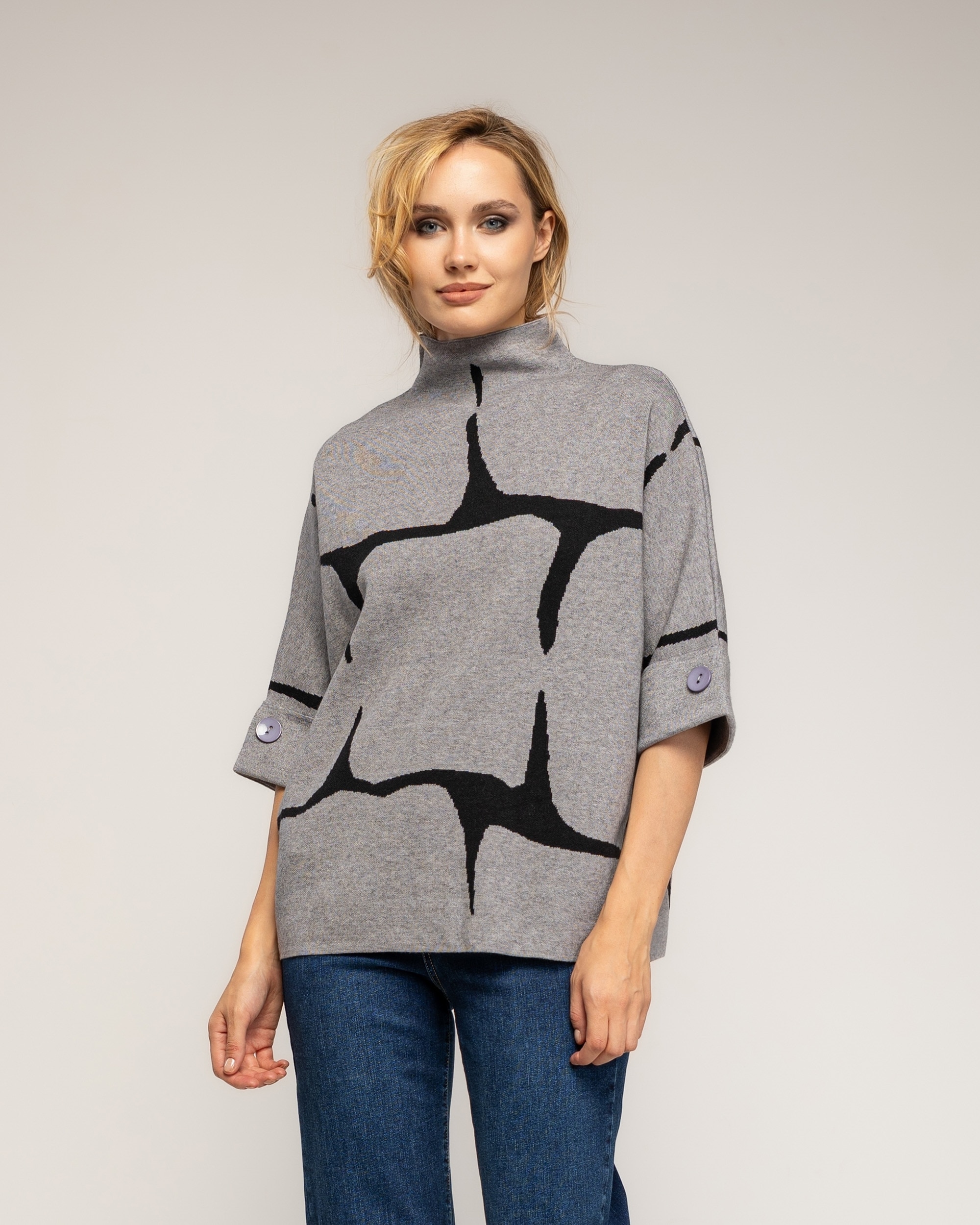 Imagen 0 de Jersey de mujer de  punto con estampado geometrico Gris