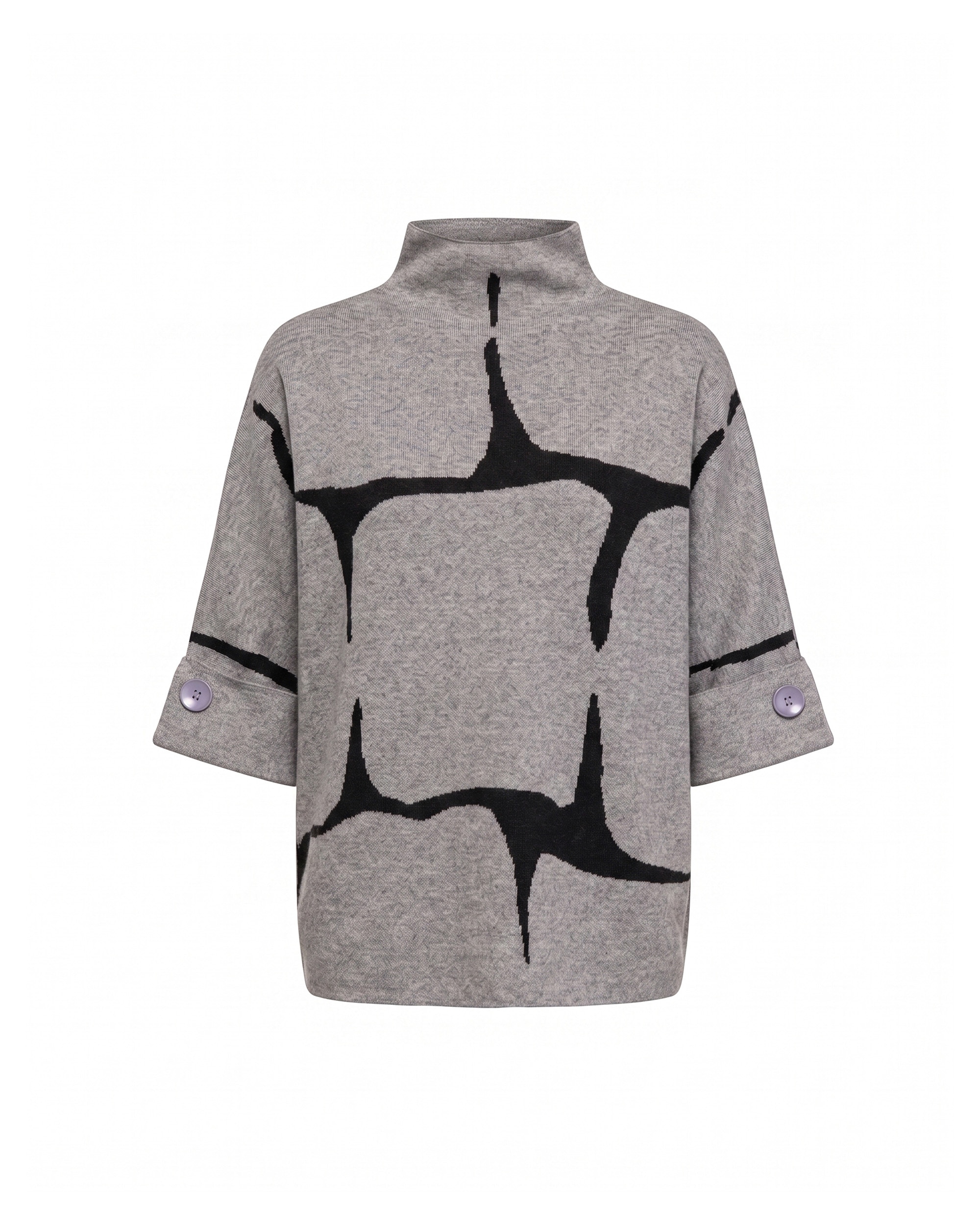 Jersey de mujer de punto con estampado geometrico - Tantra - Gris Gris-5