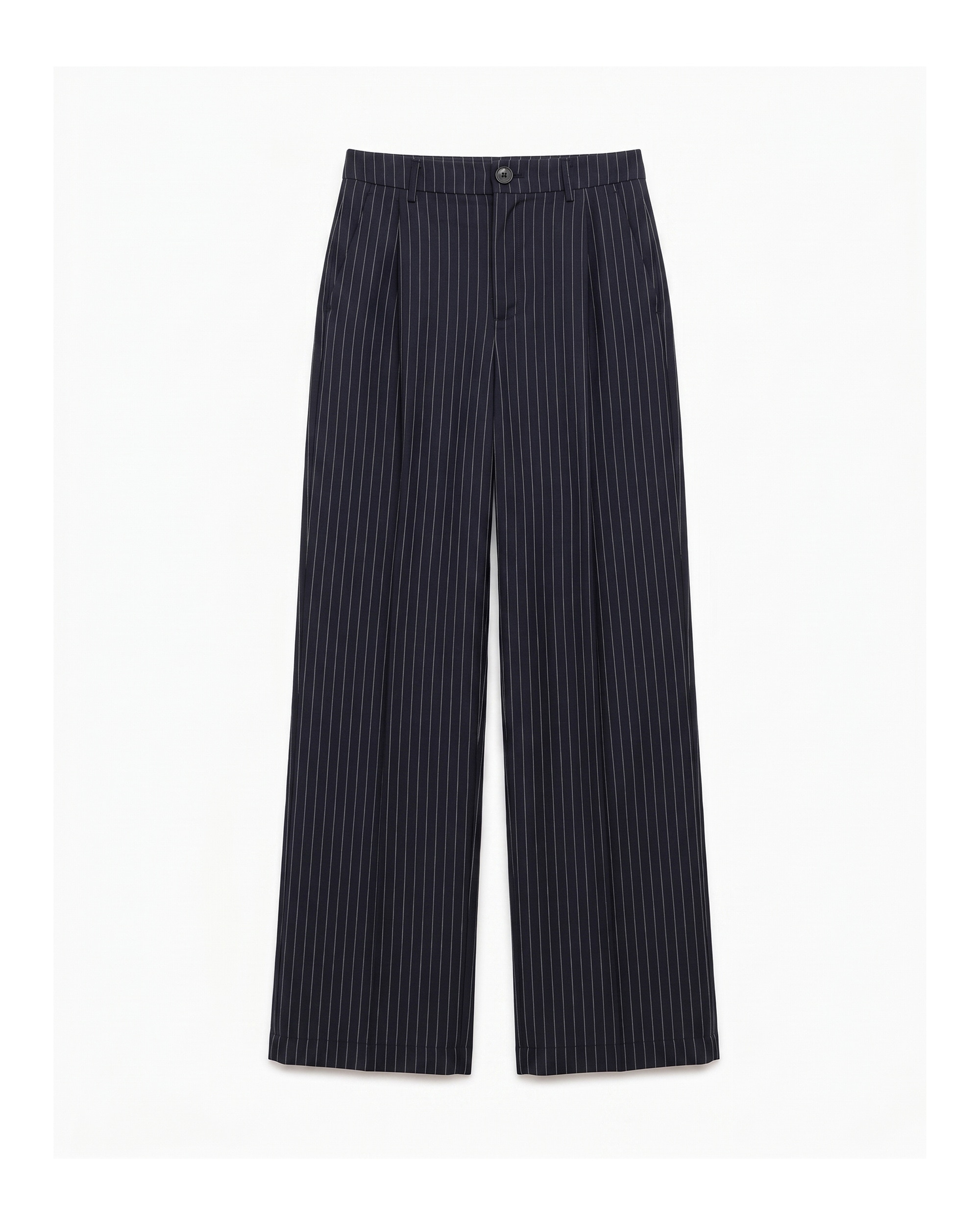 Pantalón de mujer de vestir con lino con raya diplomatica - Tantra - Azul marino Azul marino-5