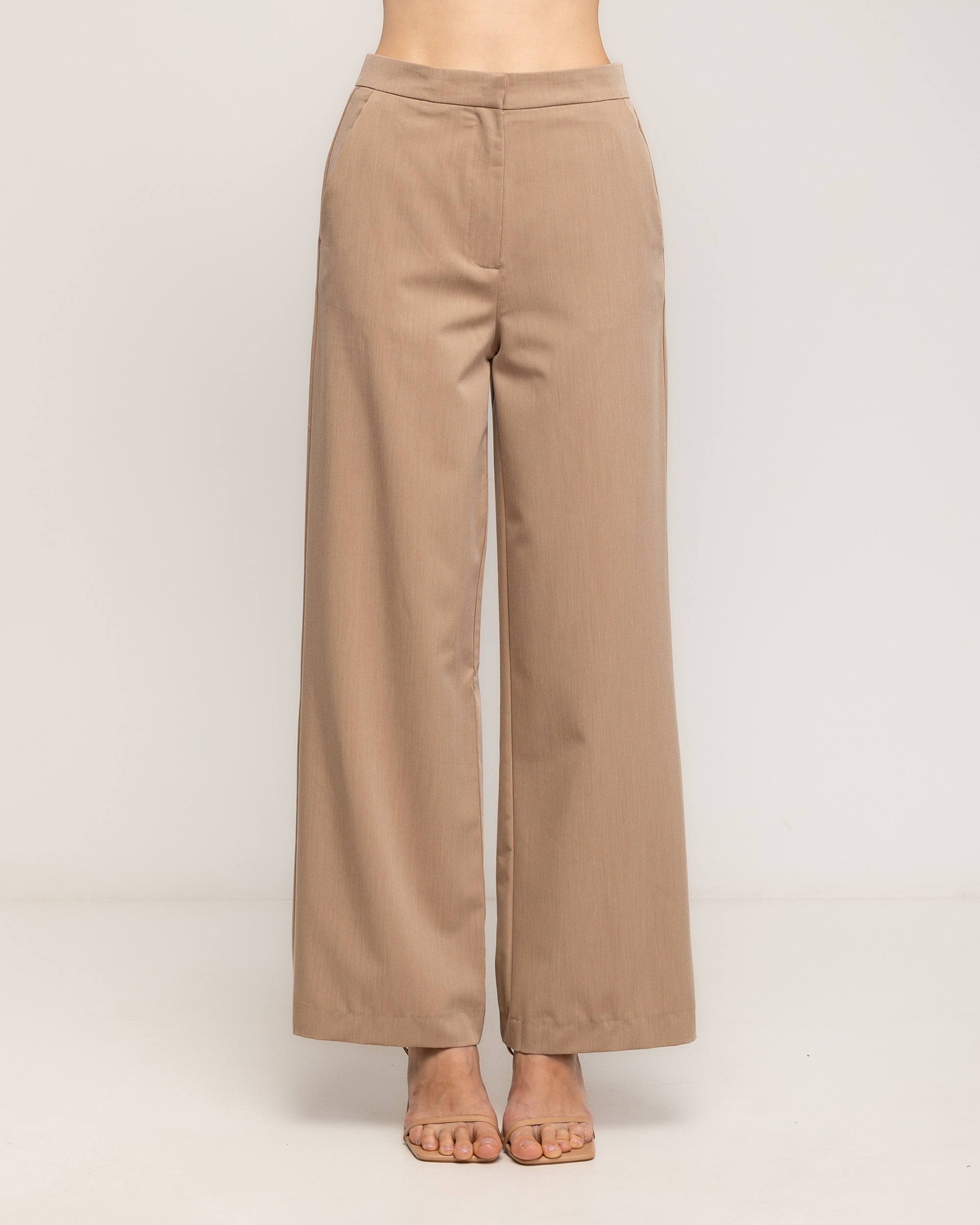 Pantalon de mujer de vestir con lino, de corte recto - Tantra - Beige Beige-2