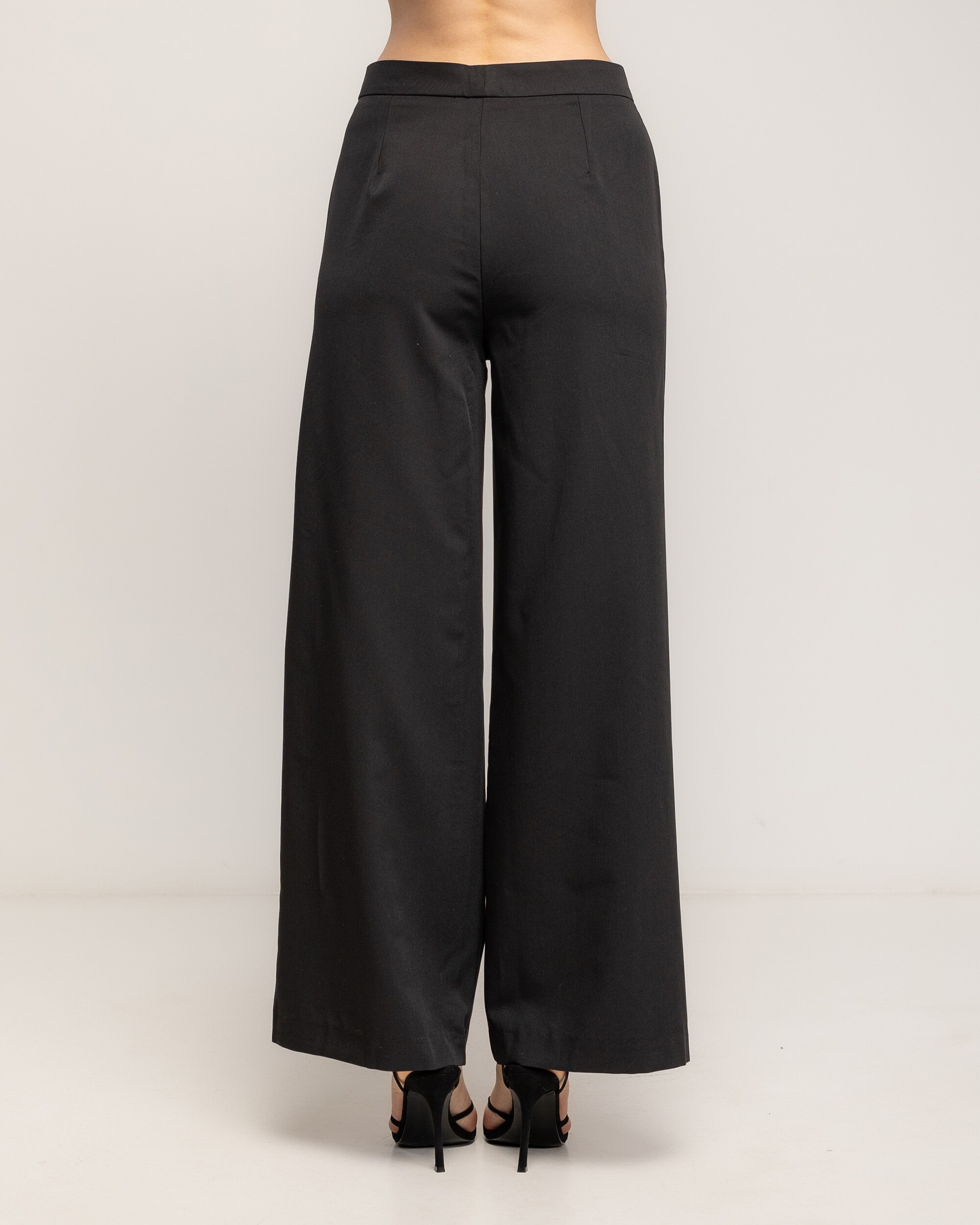 Pantalon de mujer de vestir con lino, de corte recto - Tantra - Negro Negro-3