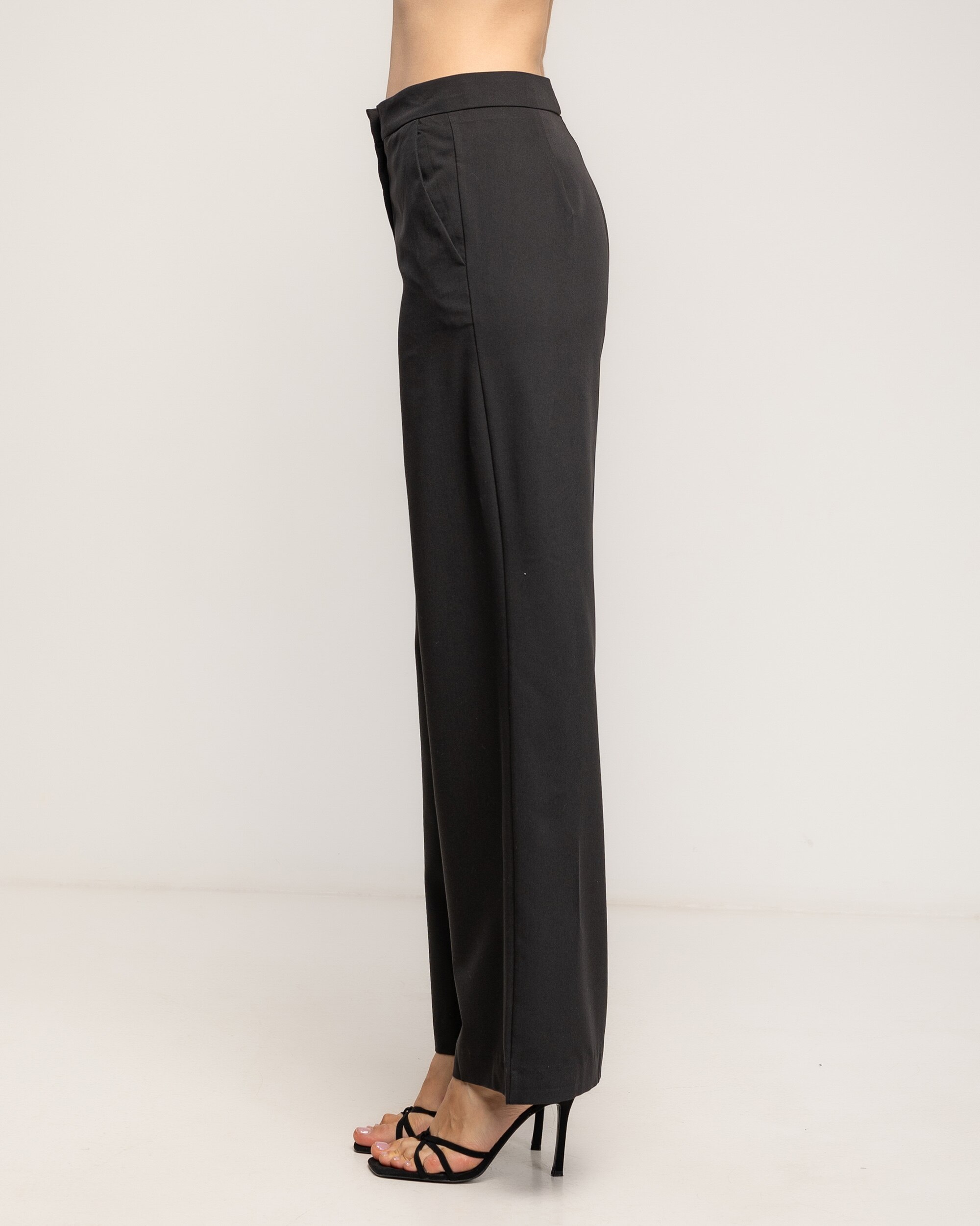 Pantalon de mujer de vestir con lino, de corte recto - Tantra - Negro Negro-4