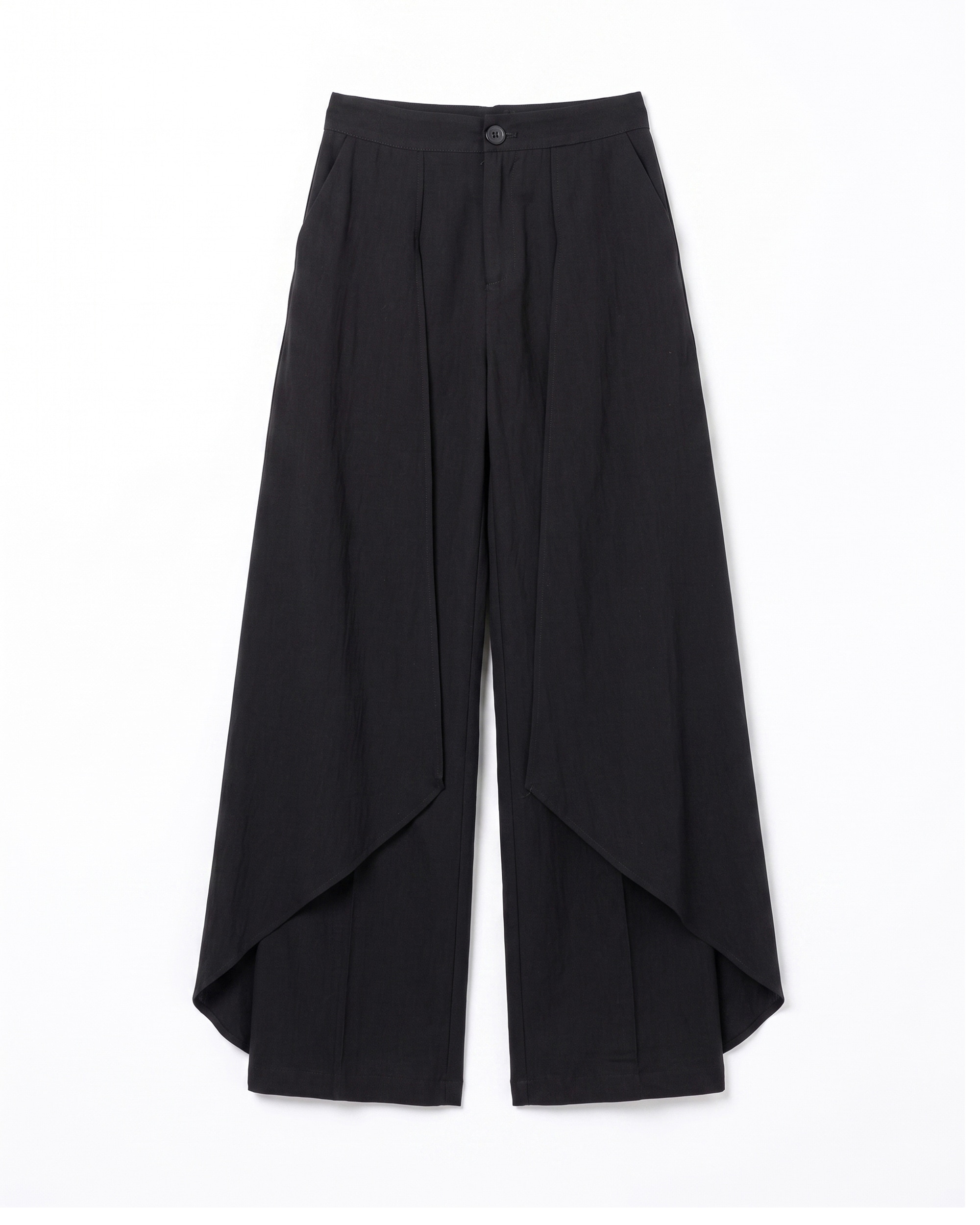 Pantalon de mujer fluido con sobrecapa a los lados - Tantra - Negro Negro-5