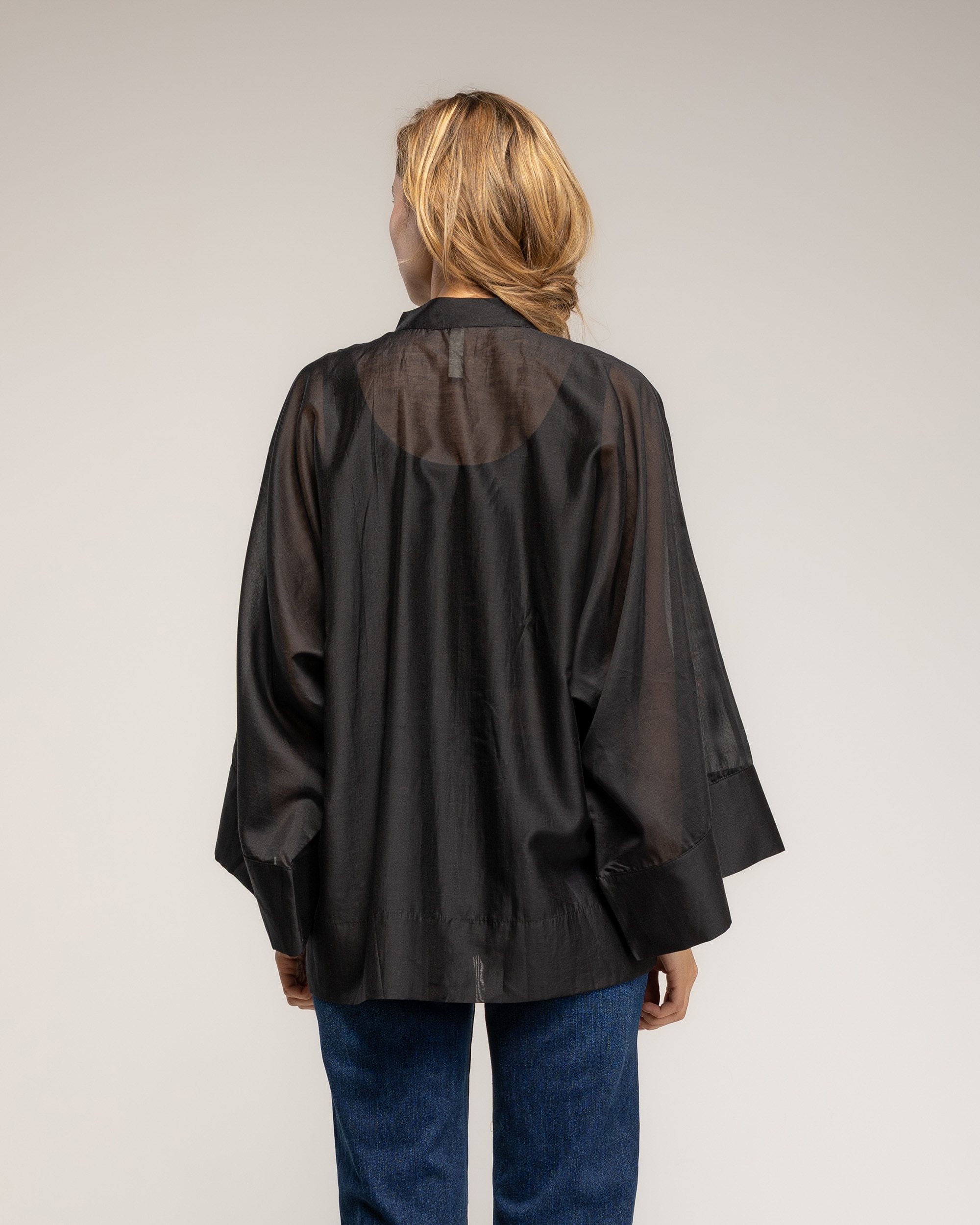 Camisa de mujer oversize con tencel con cierre japones - Tantra - Negro Negro-2