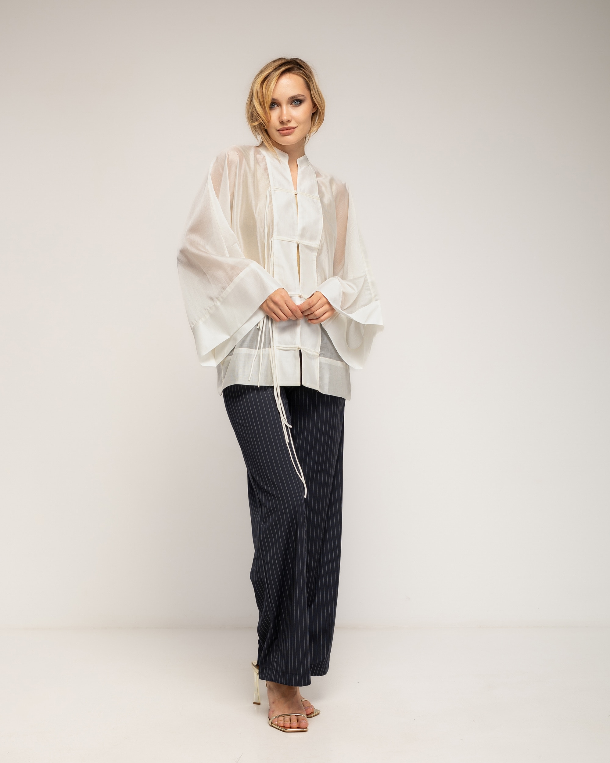 Camisa de mujer oversize con tencel con cierre japones - Tantra - Crudo Crudo-4