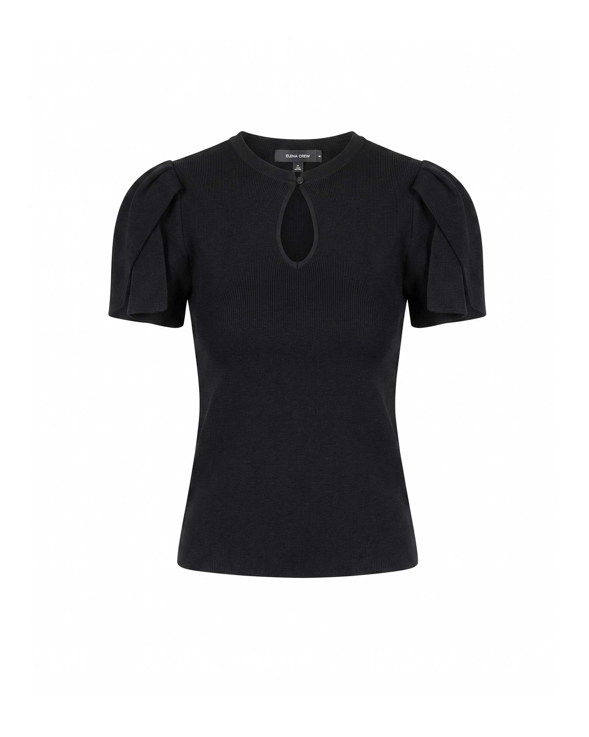 Jersey de mujer de punto fino con pliegues en los hombros - Tantra - Negro Negro-5