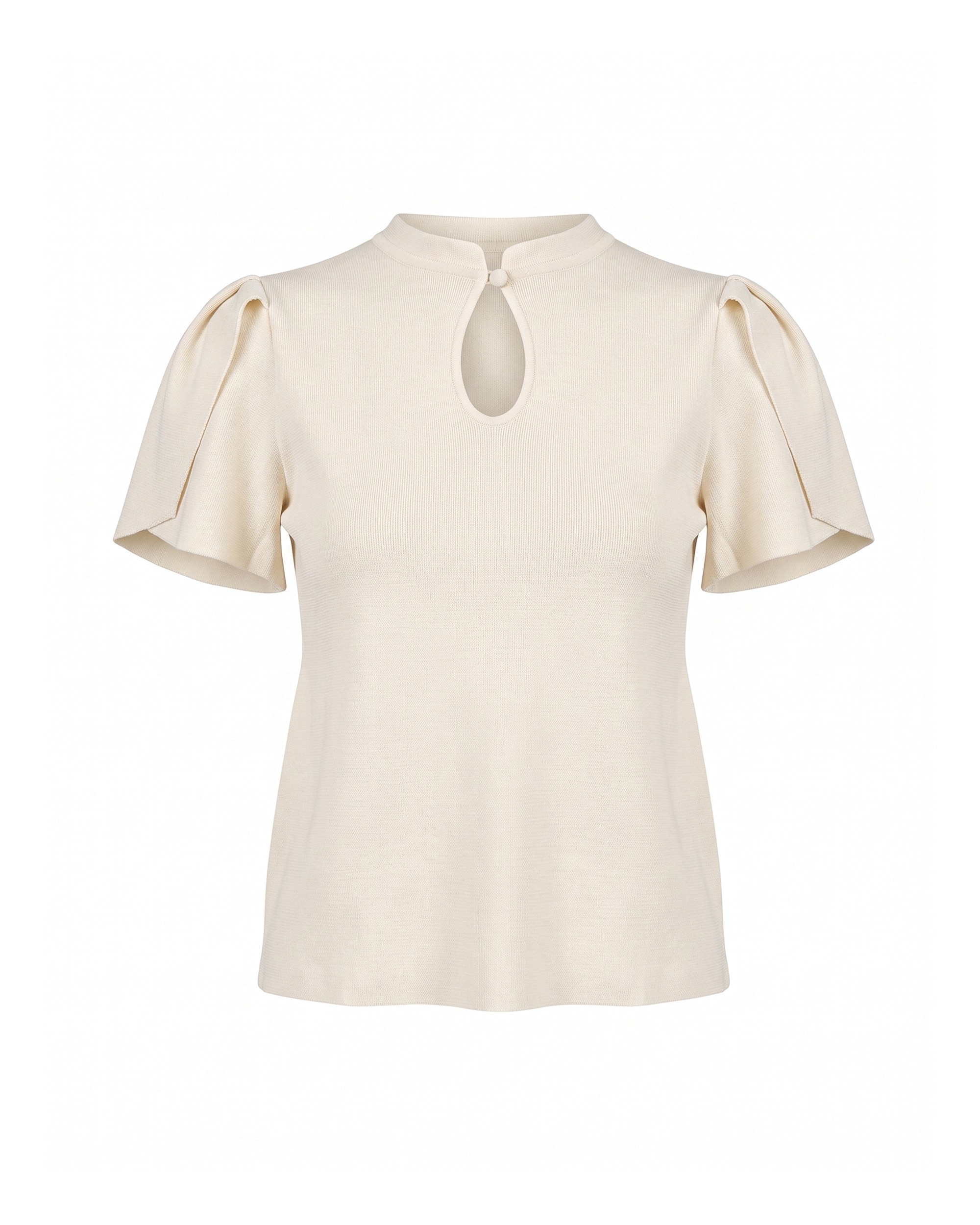 Jersey de mujer de punto fino con pliegues en los hombros - Tantra - Crudo Crudo-5