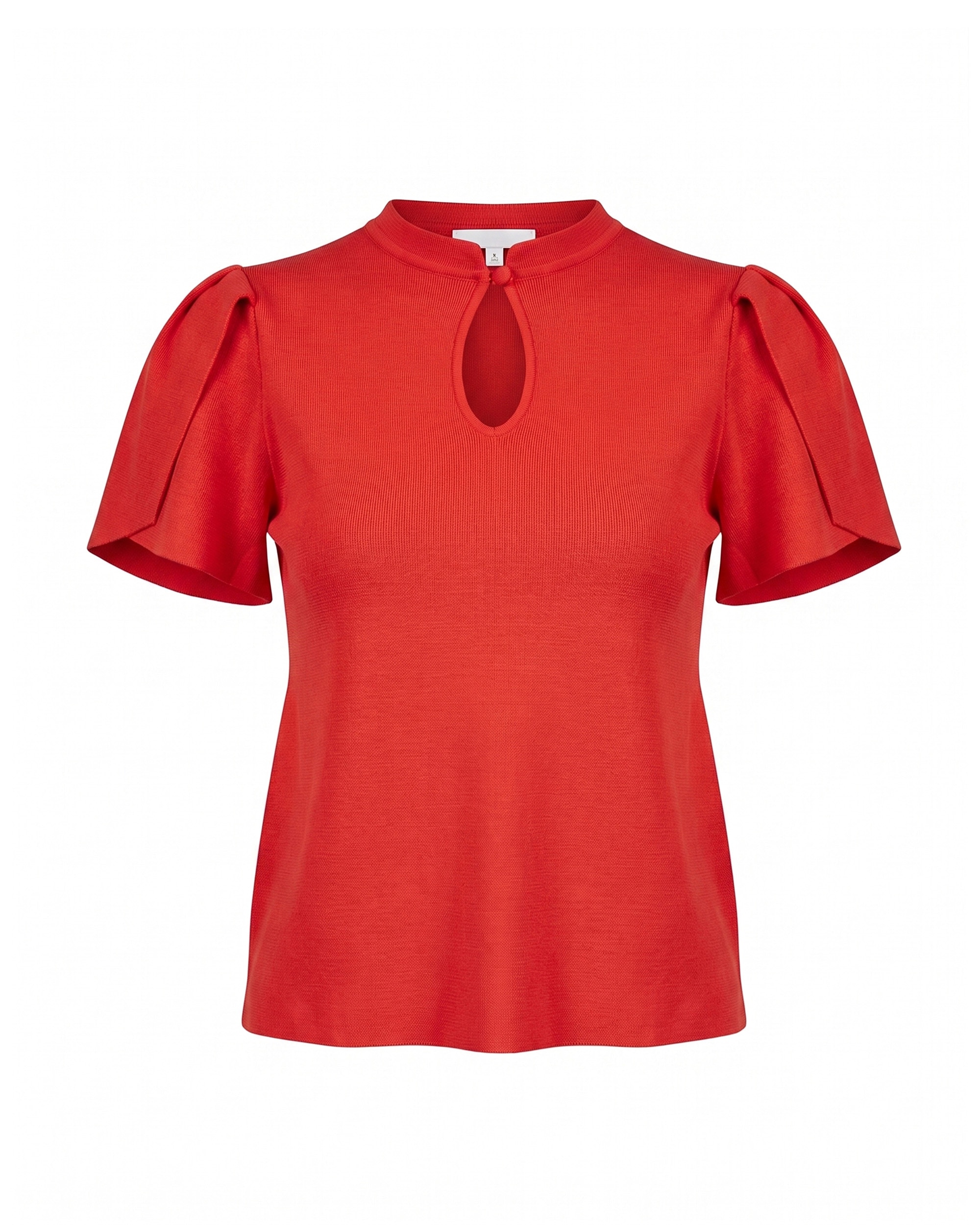 Jersey de mujer de punto fino con pliegues en los hombros - Tantra - Rojo Rojo-5
