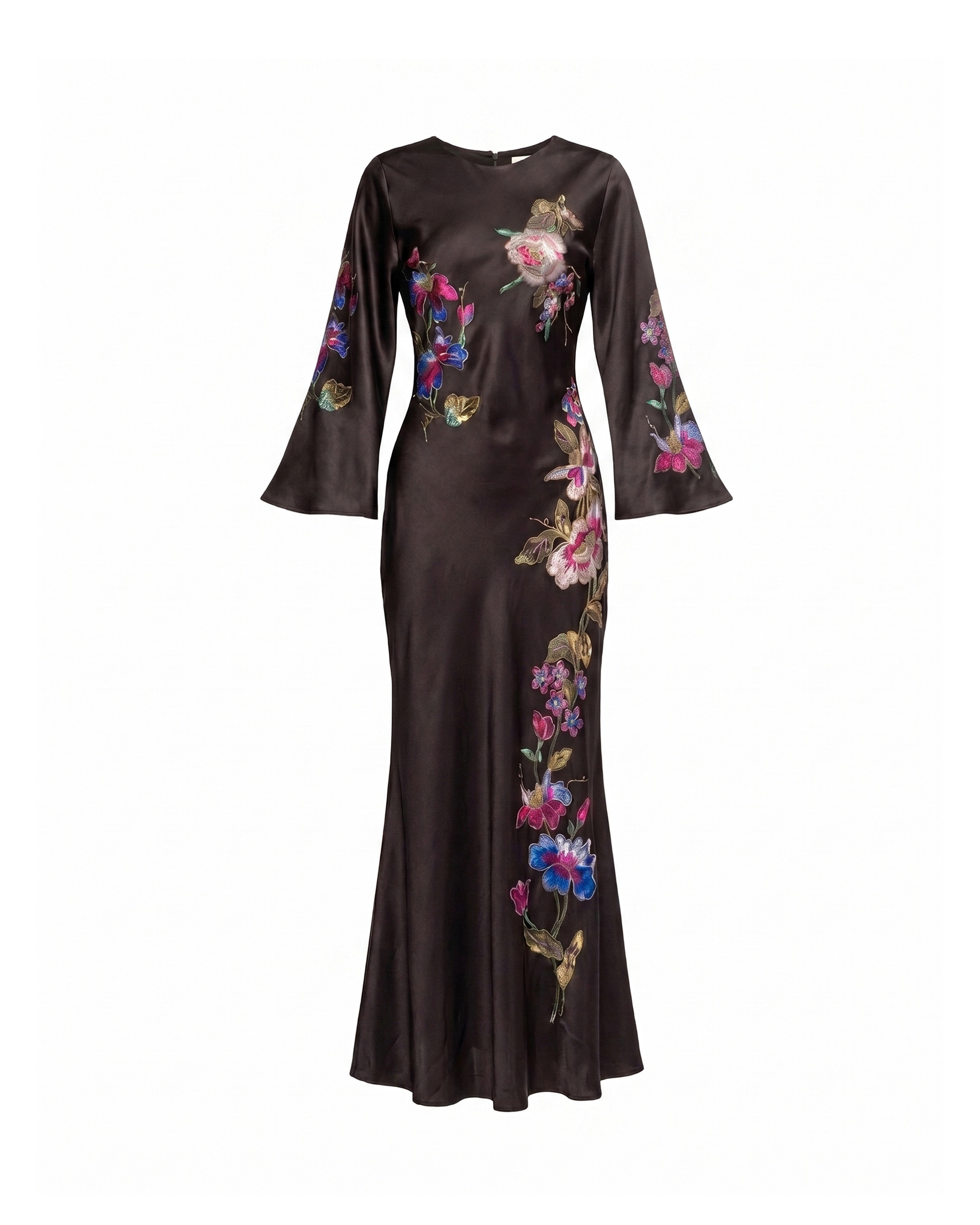 Vestido maxi con dibujo de flores japonés - Tantra - Negro Negro-5