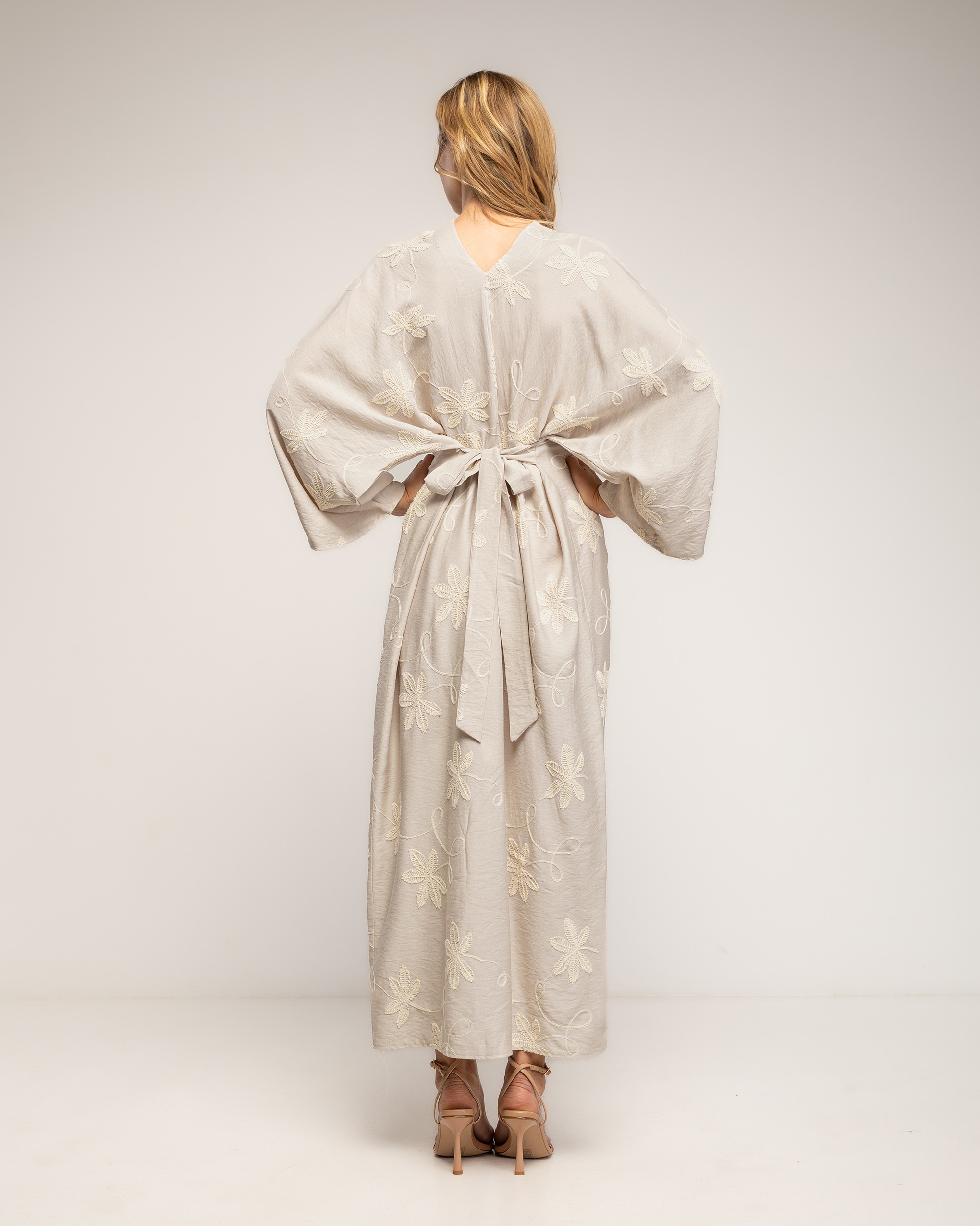 Vestido con drapeado en la cintura y en el pecho - Tantra - Beige Beige-3