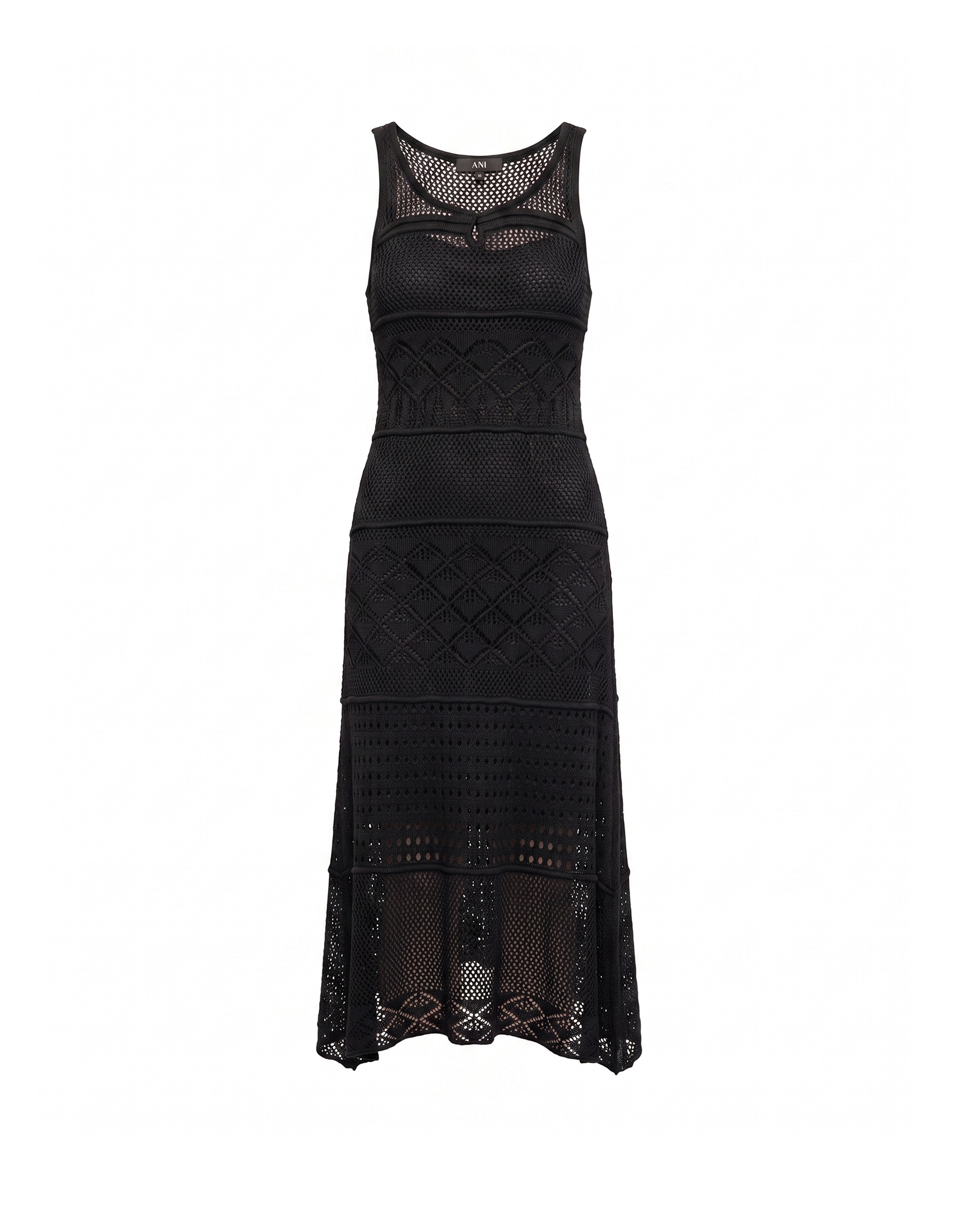 Vestido midi de tirantes de punto con forro aparte - Tantra - Negro Negro-5