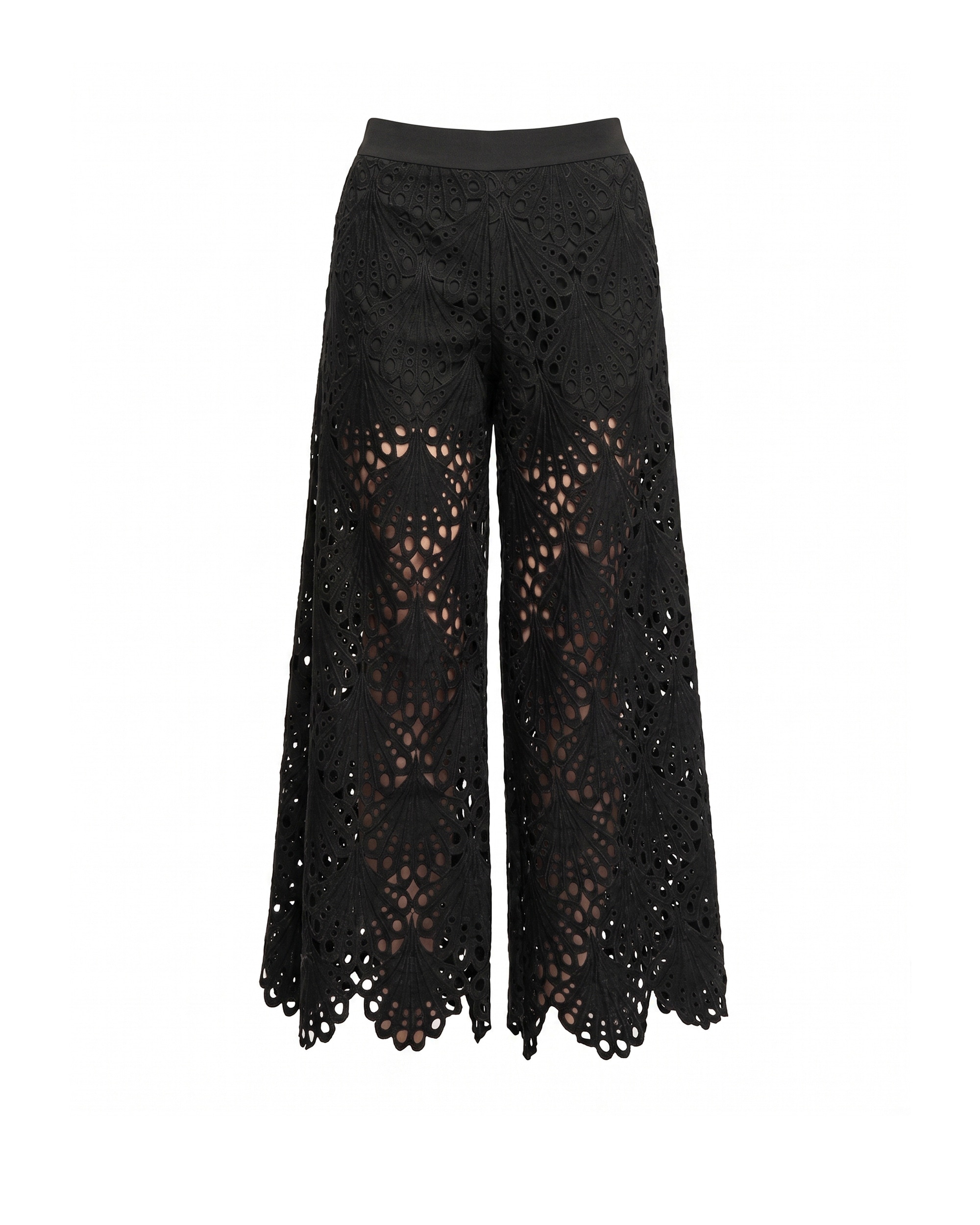 Pantalon de mujer de guipur cropped con bolsillos - Tantra - Negro Negro-5