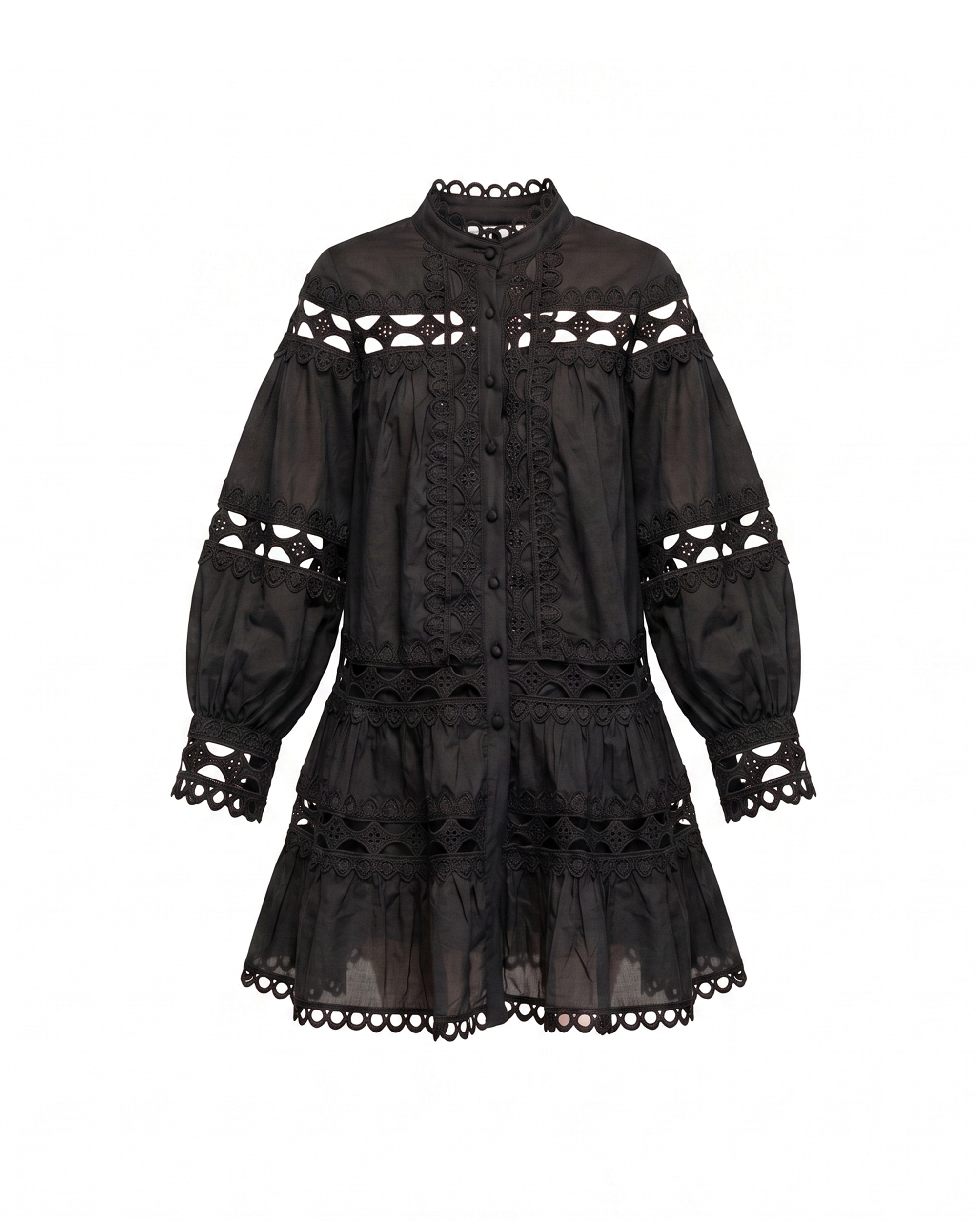Vestido amplio 100% algodón con encaje - Tantra - Negro Negro-5