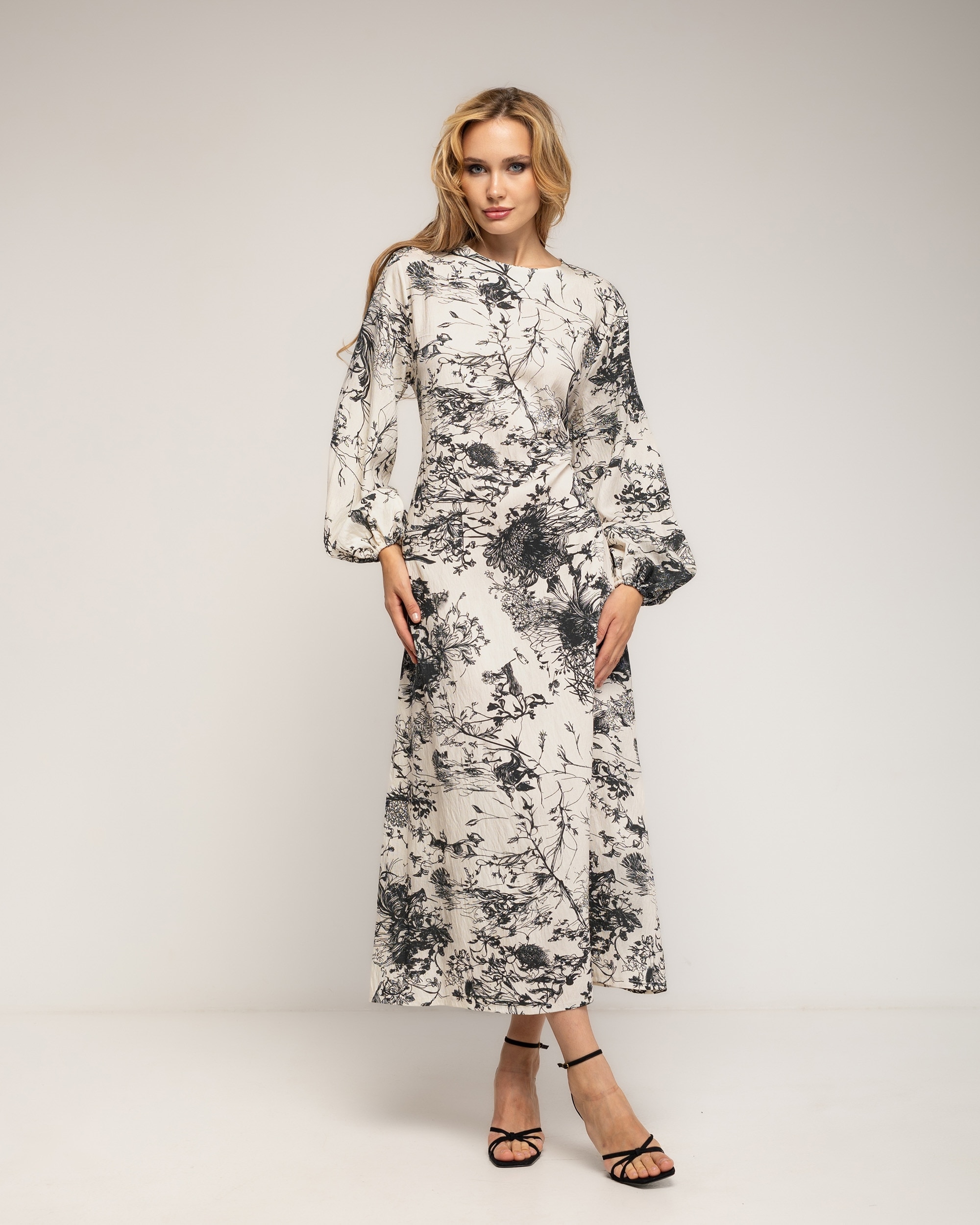 Vestido largo de estampado geometrico - Tantra - Negro Negro-1