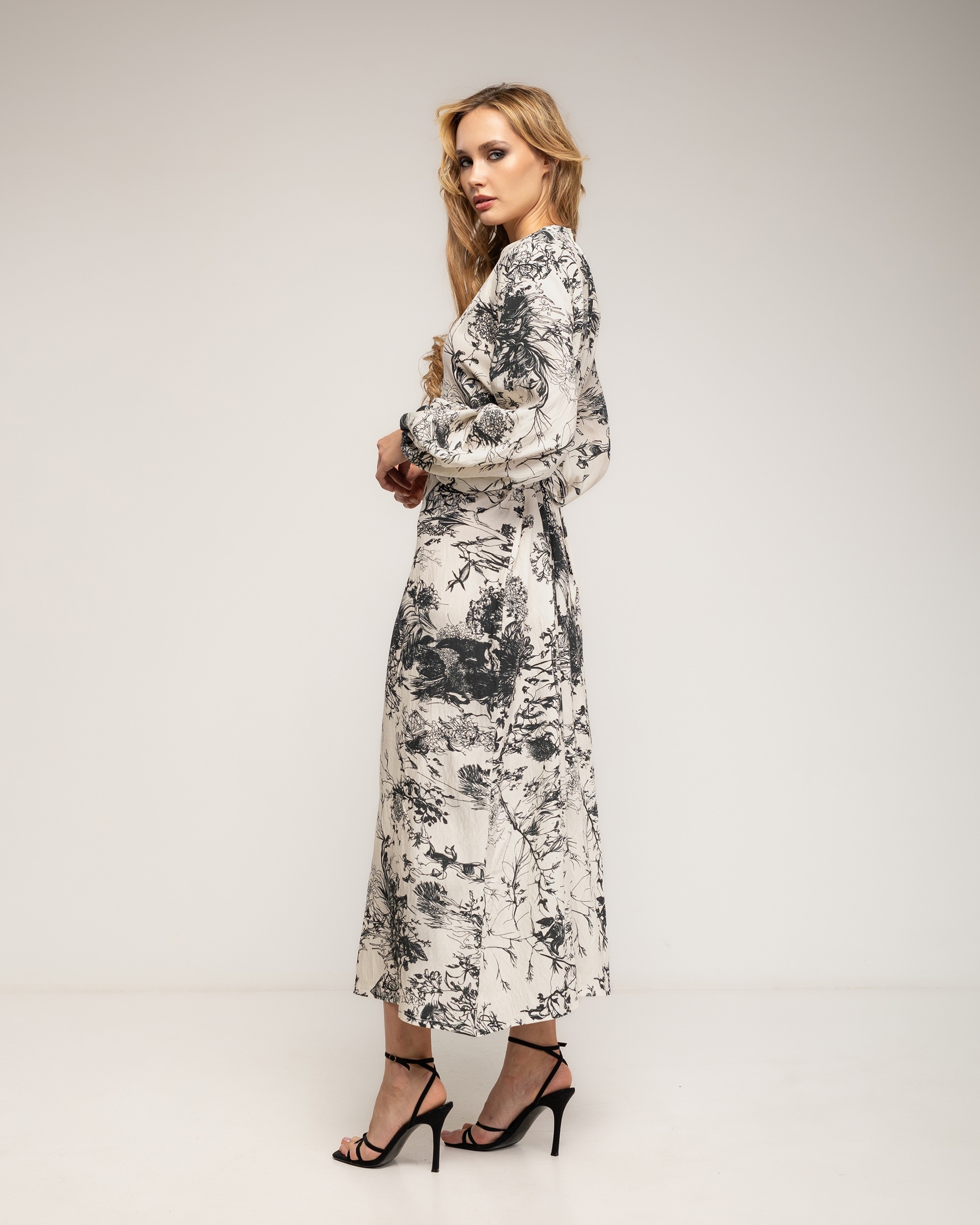 Vestido largo de estampado geometrico - Tantra - Negro Negro-2