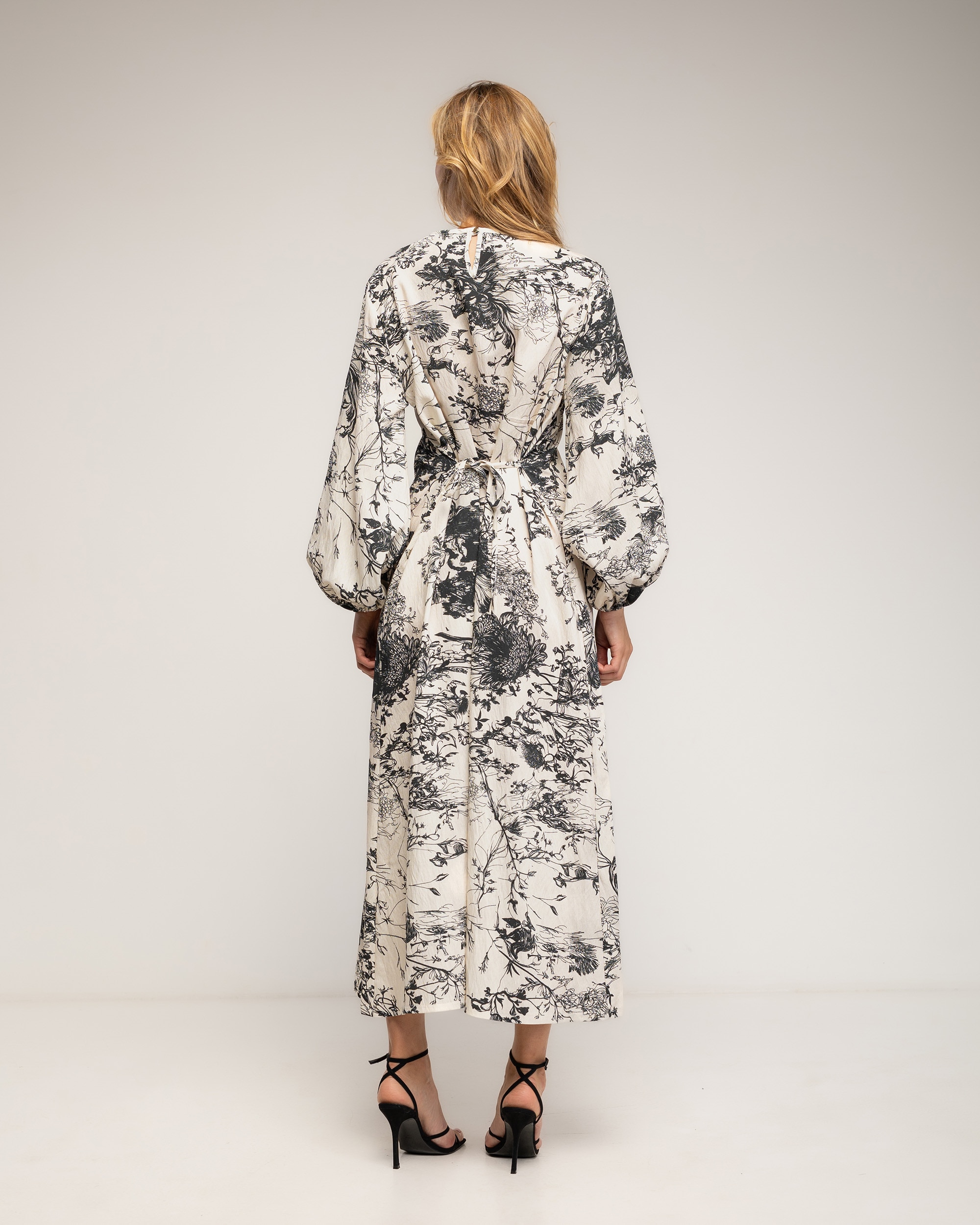 Vestido largo de estampado geometrico - Tantra - Negro Negro-3