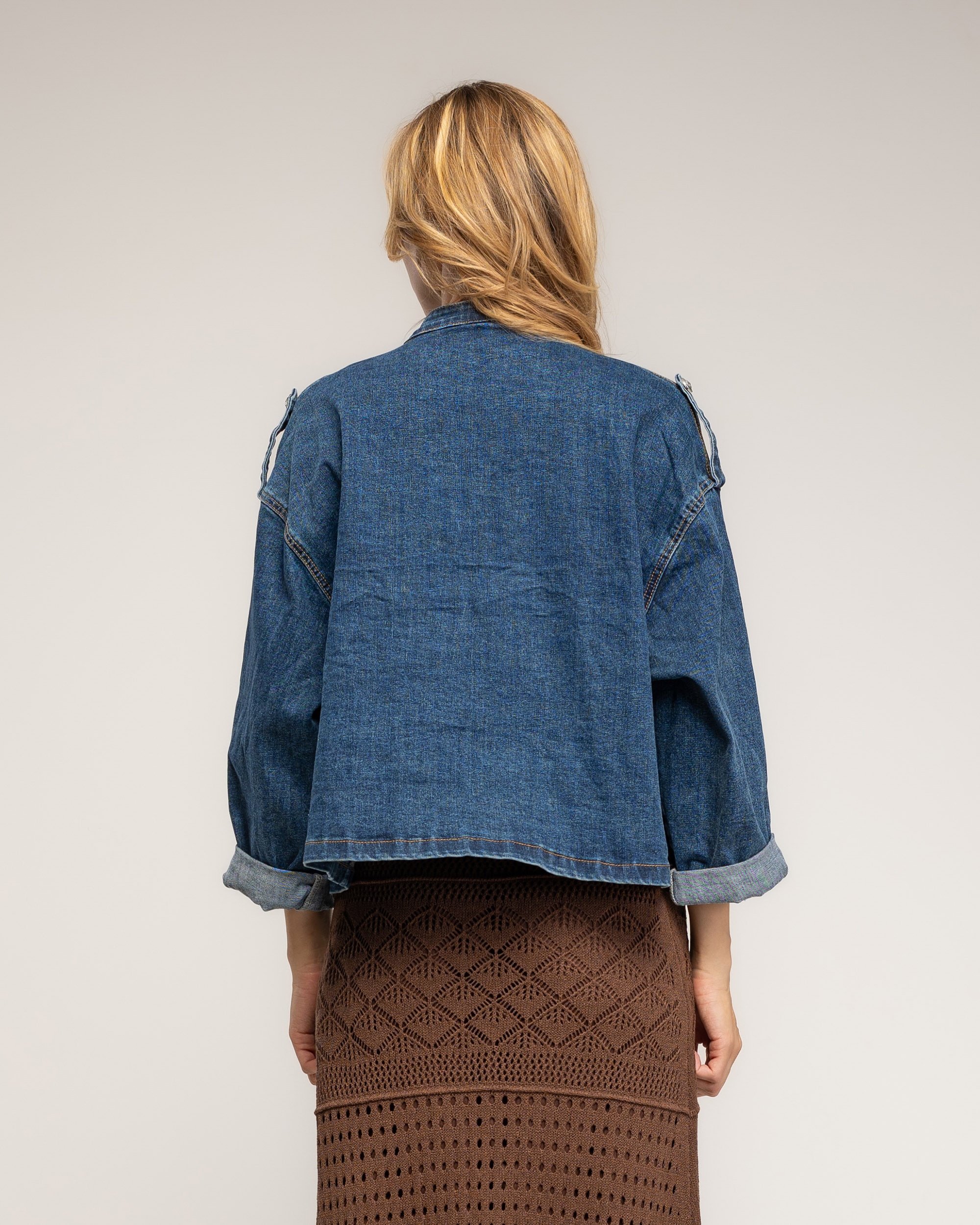 Chaqueta de mujer denim con detalle de botones dorados - Tantra - Azul denim Azul denim-2