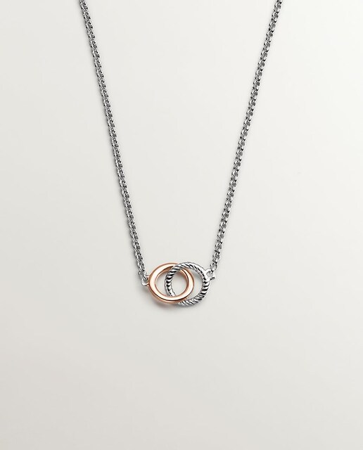 Imagen 0 de Colgante de plata 925 y plata 925 bañada en oro rosa de 18K con círculos entrelazados