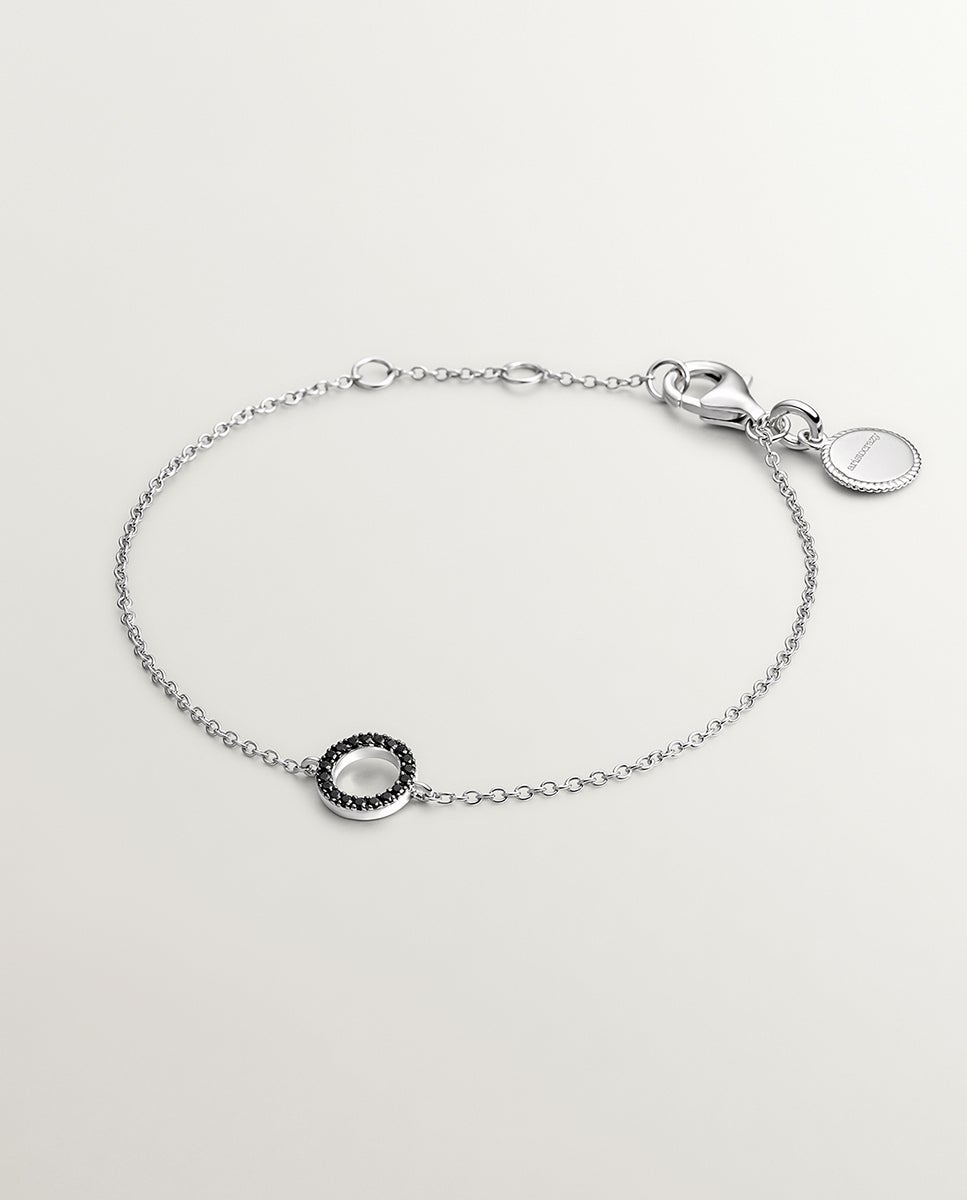 Imagen 0 de Pulsera de plata 925 con círculo de espinelas negras Negro
