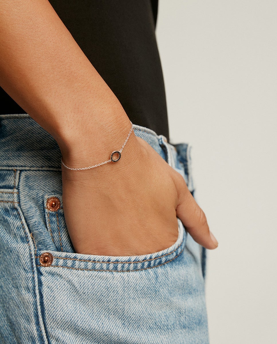 Pulsera de plata 925 con círculo de espinelas negras - Aristocrazy - Negro Negro-2